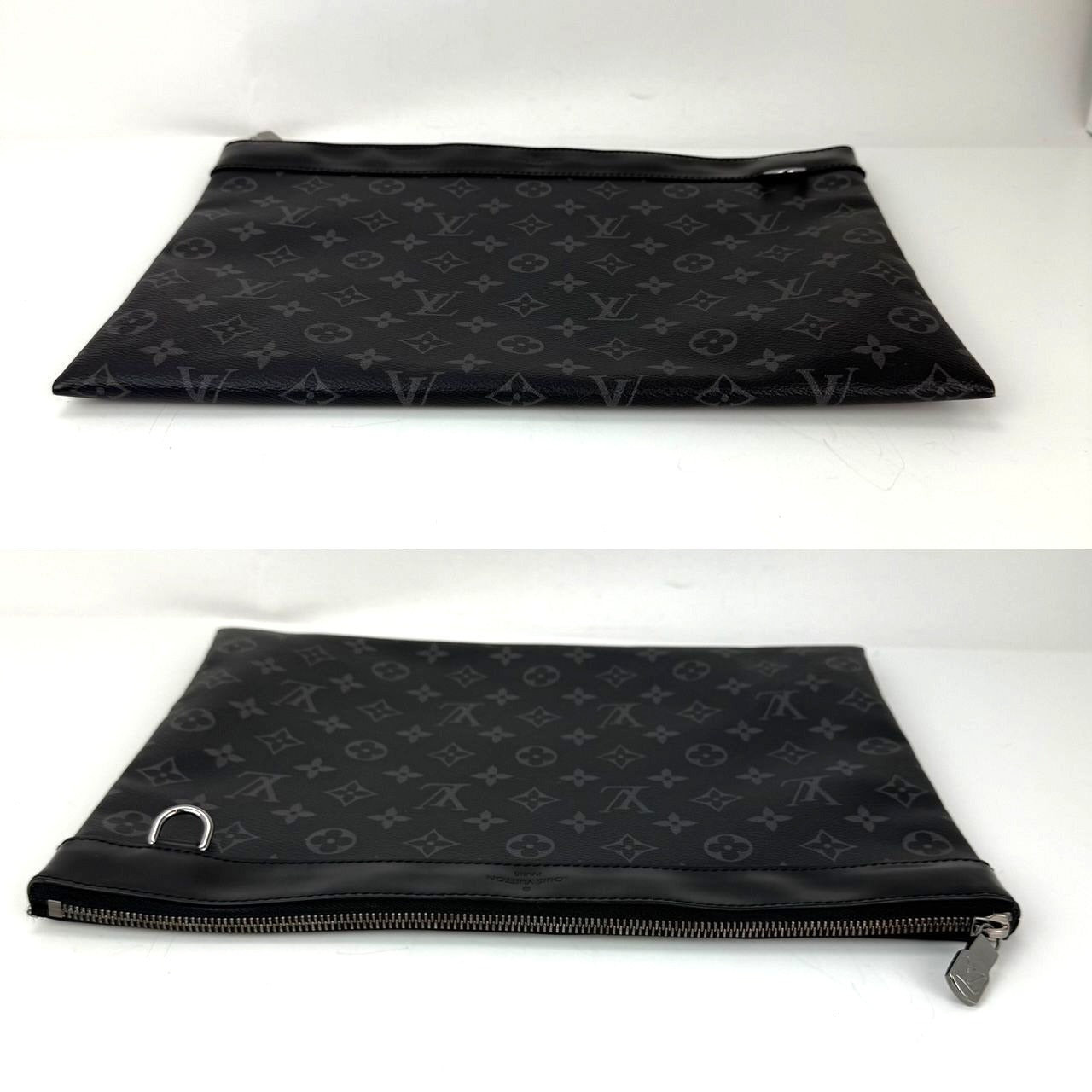 Louis Vuitton Black Monogram Eclipse Discovery GM Pochette Clutch Bag - 10