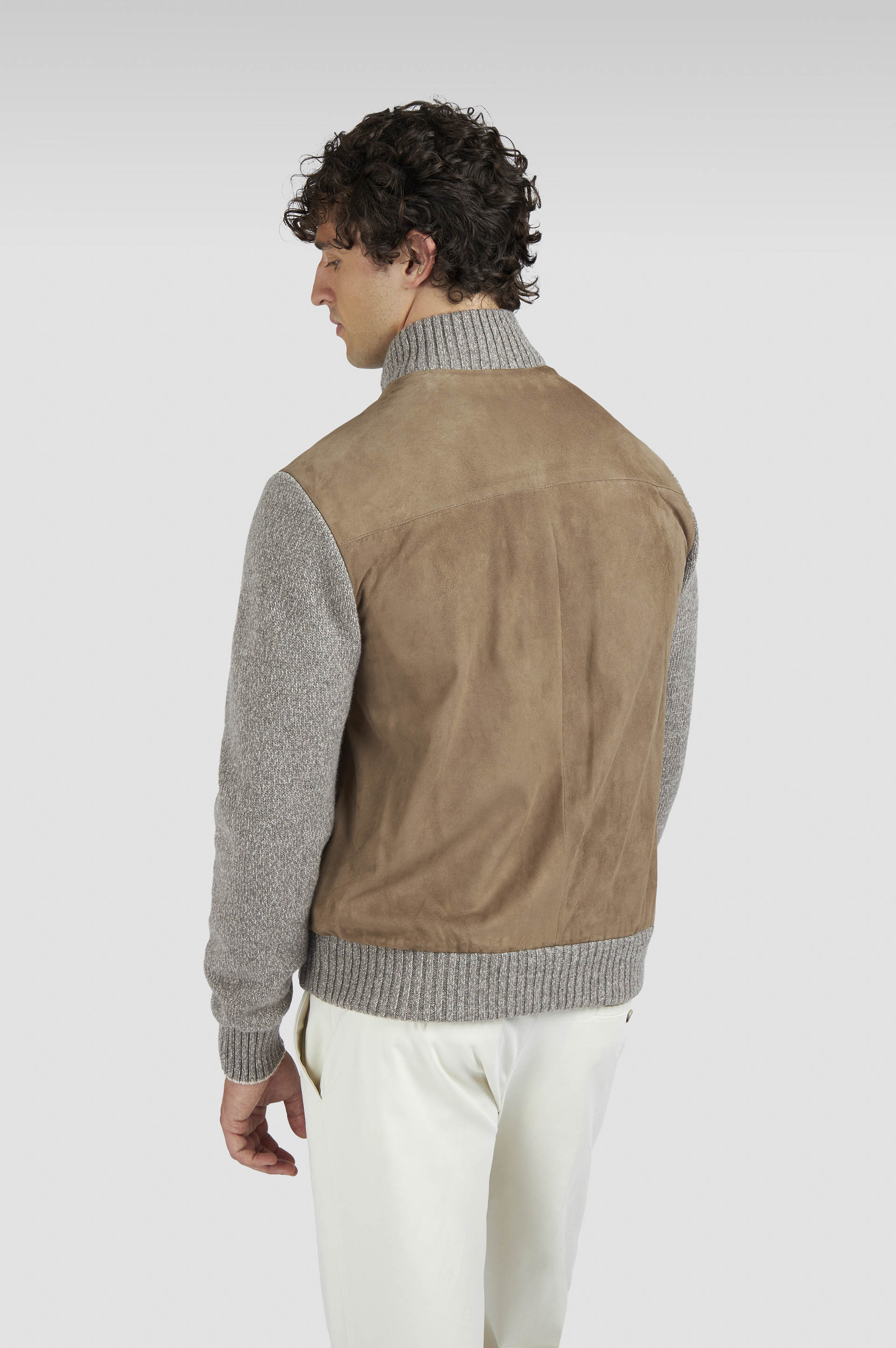 HYBRID ZIP-UP CARIDGAN IN SUEDE, WOOL AND CASHMERE - 3