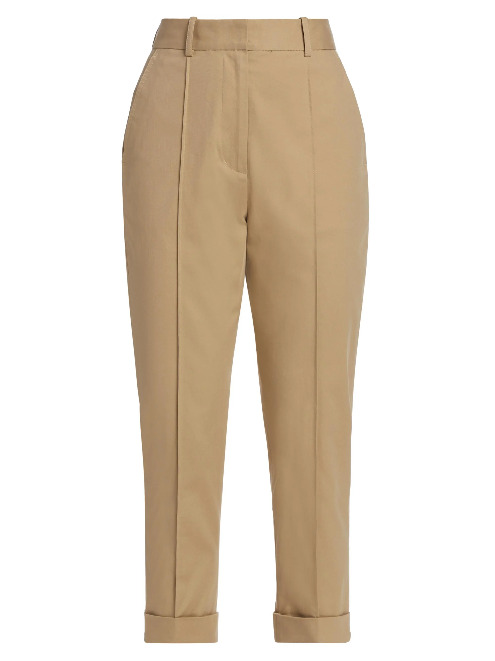Women's Cropped Carrot Trousers - Khaki - 1