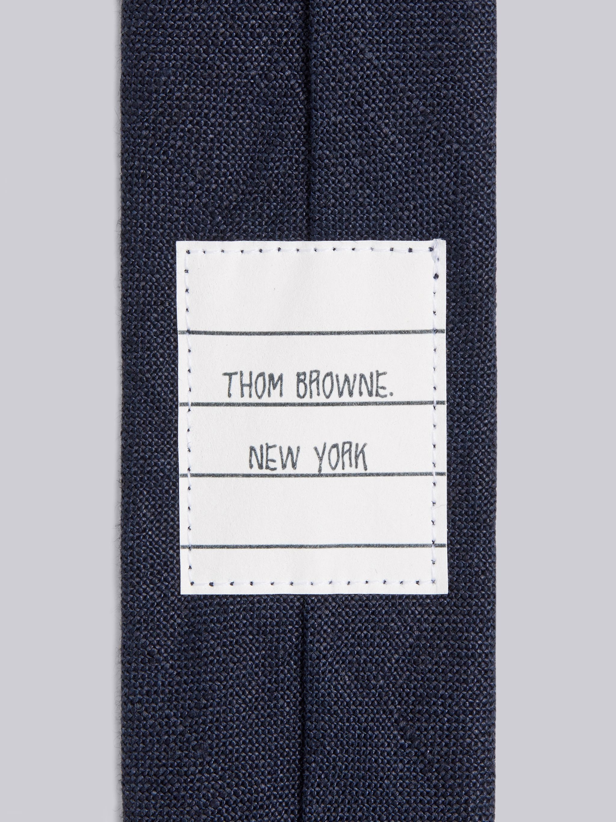 Navy Linen Classic Tie - 2