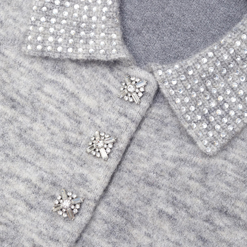 Grey Melange Diamante Knit Top 5