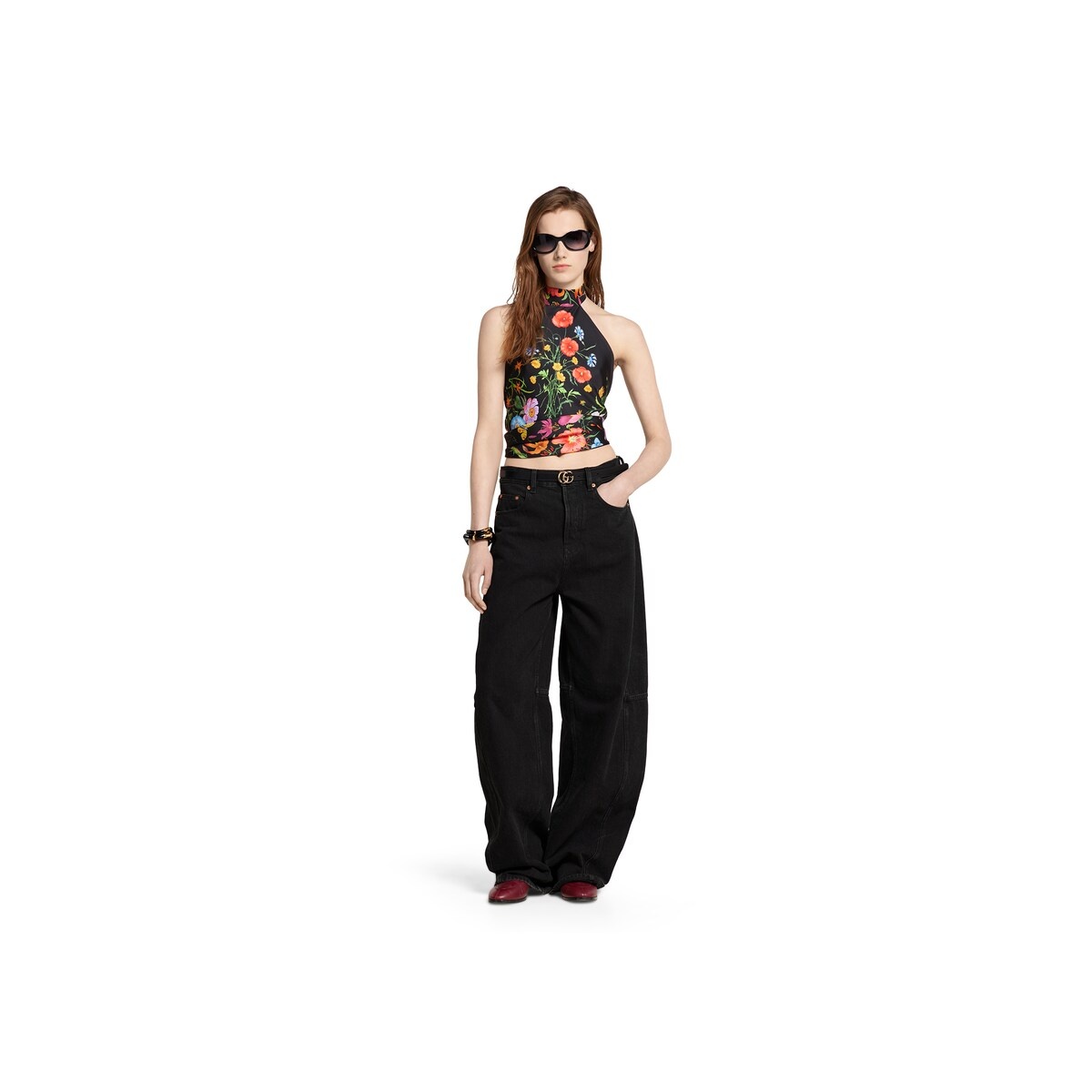 Self-tie silk twill halter top 2