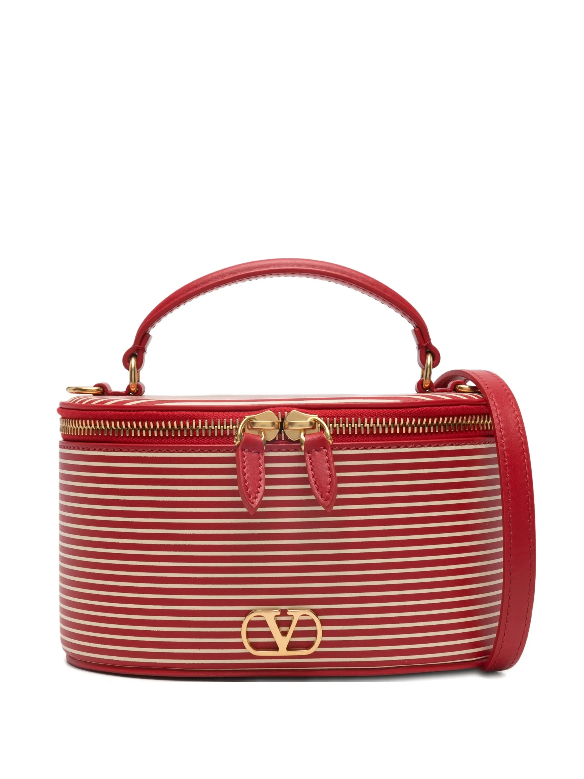 striped logo vanity bag - 1