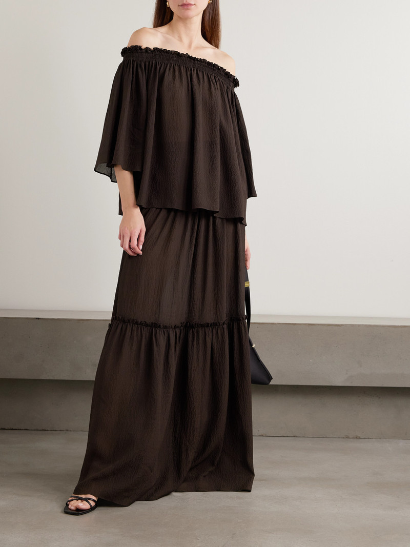 JOSEPH Folia Shirred Tiered Seersucker Maxi Skirt outlook
