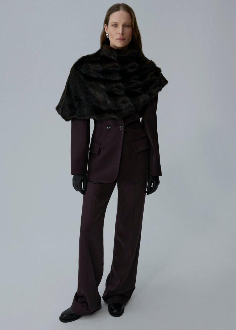 Draped faux fur stole in dark brown 3