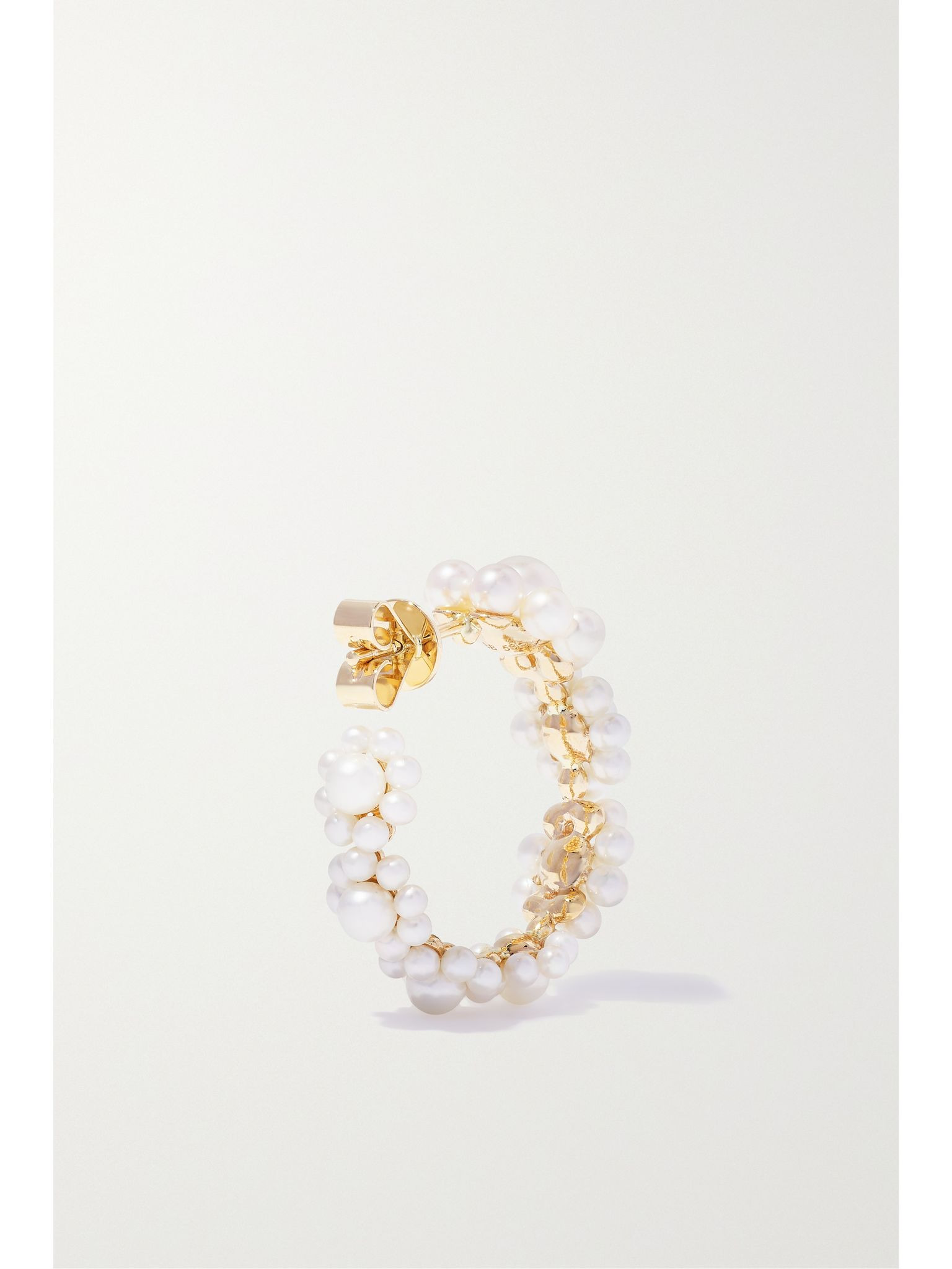 Jardin Boucle 14-karat gold pearl earrings White - 3