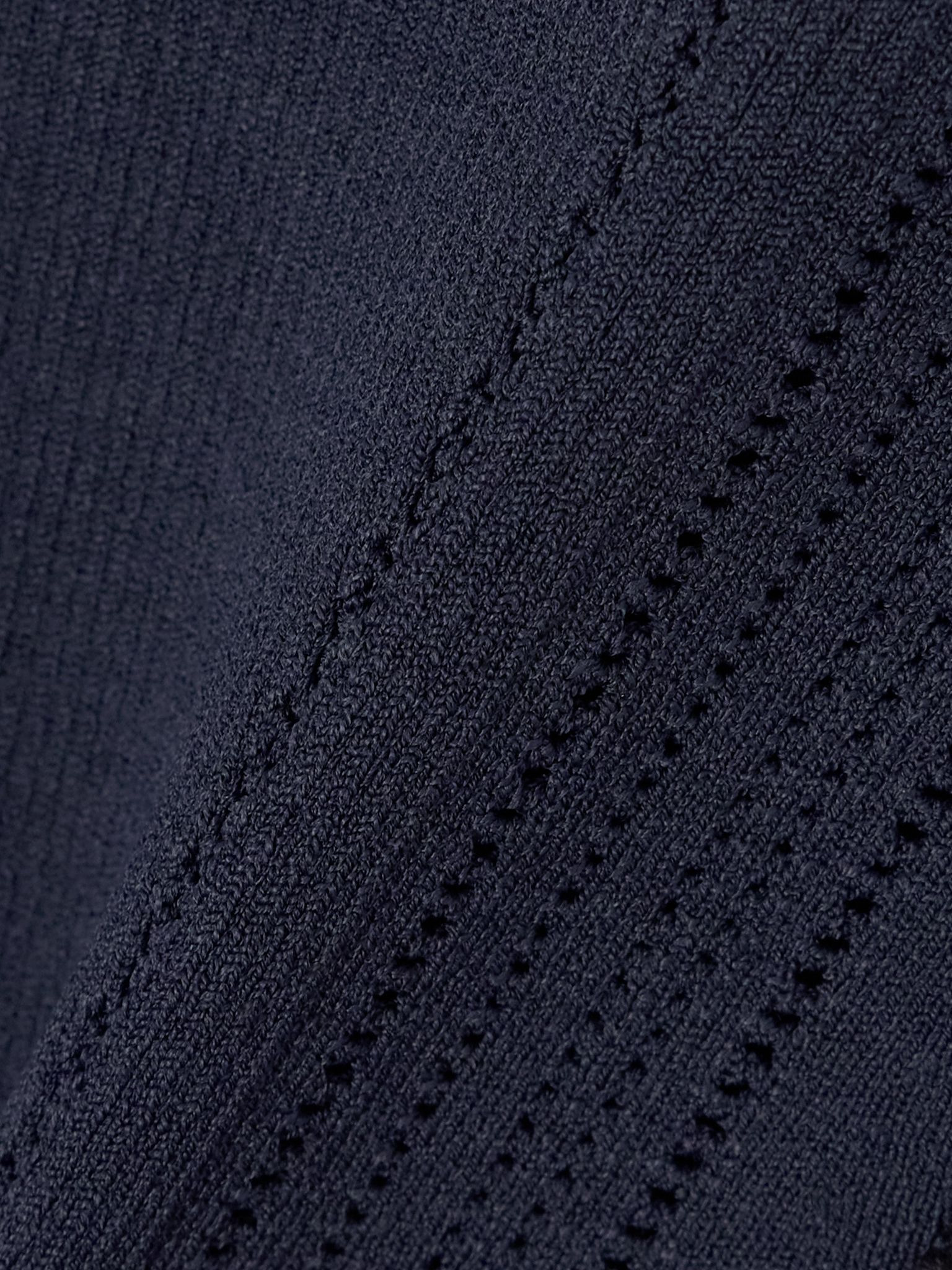 Gigi crocheted lace-trimmed pointelle-knit cotton-blend top Navy - 4