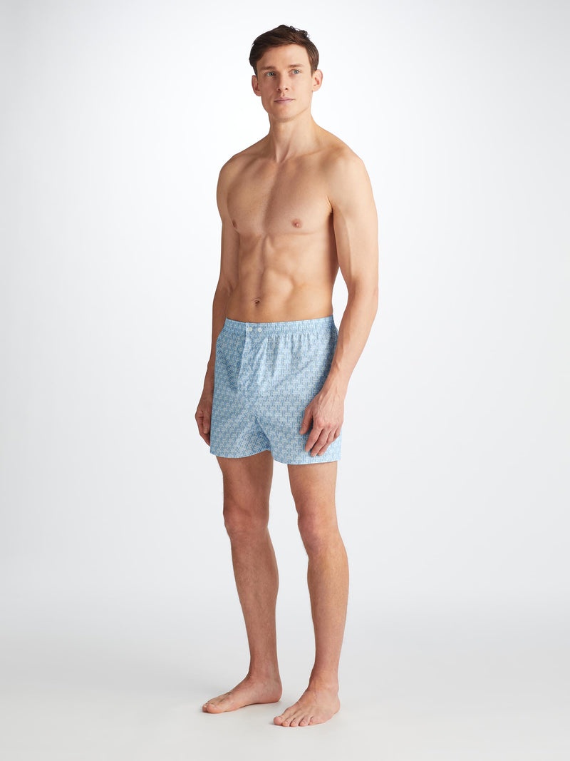Men's Classic Fit Boxers Ledbury 72 Cotton Batiste Blue - 2