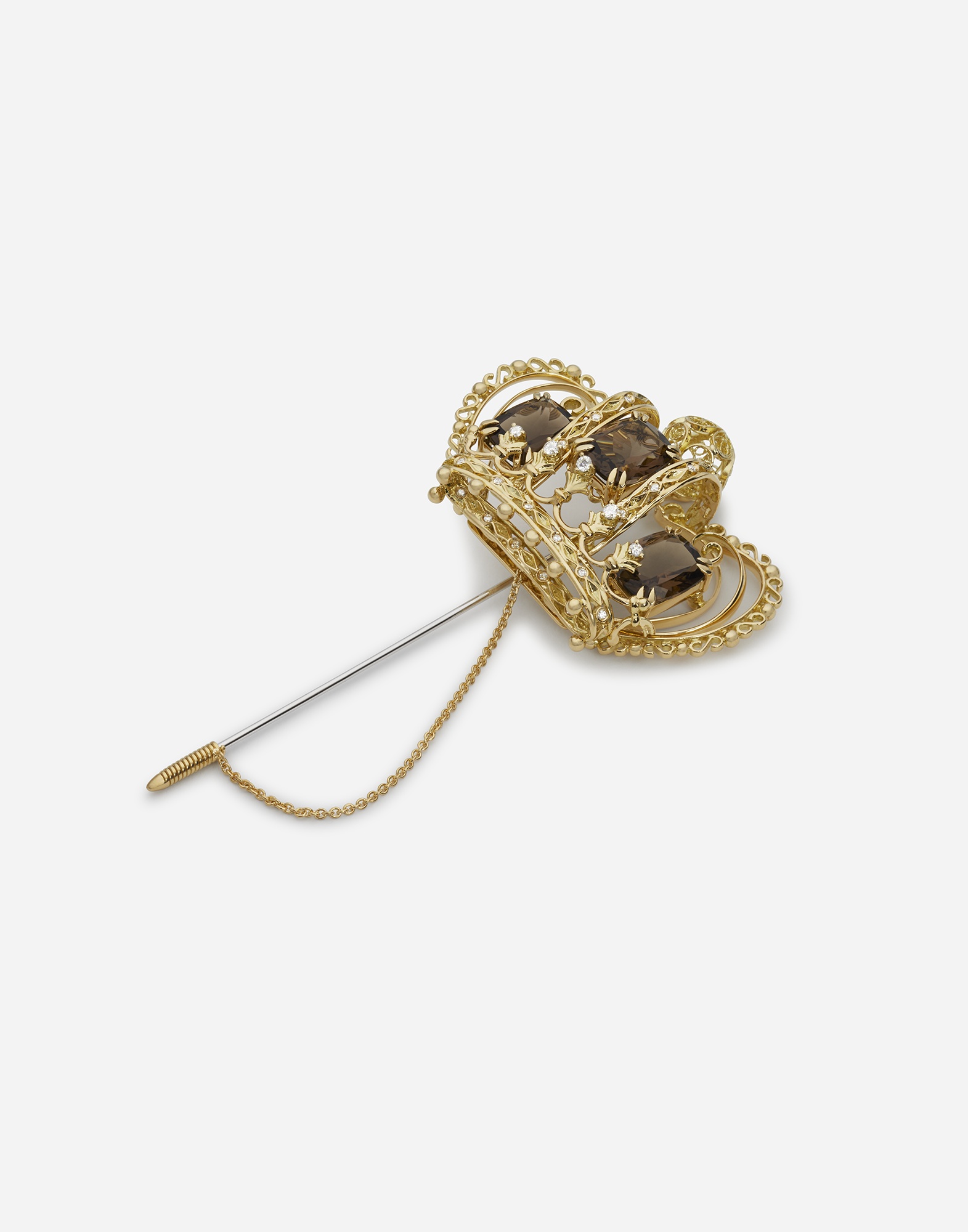 Crown brooch with quartzes and diamonds - 2