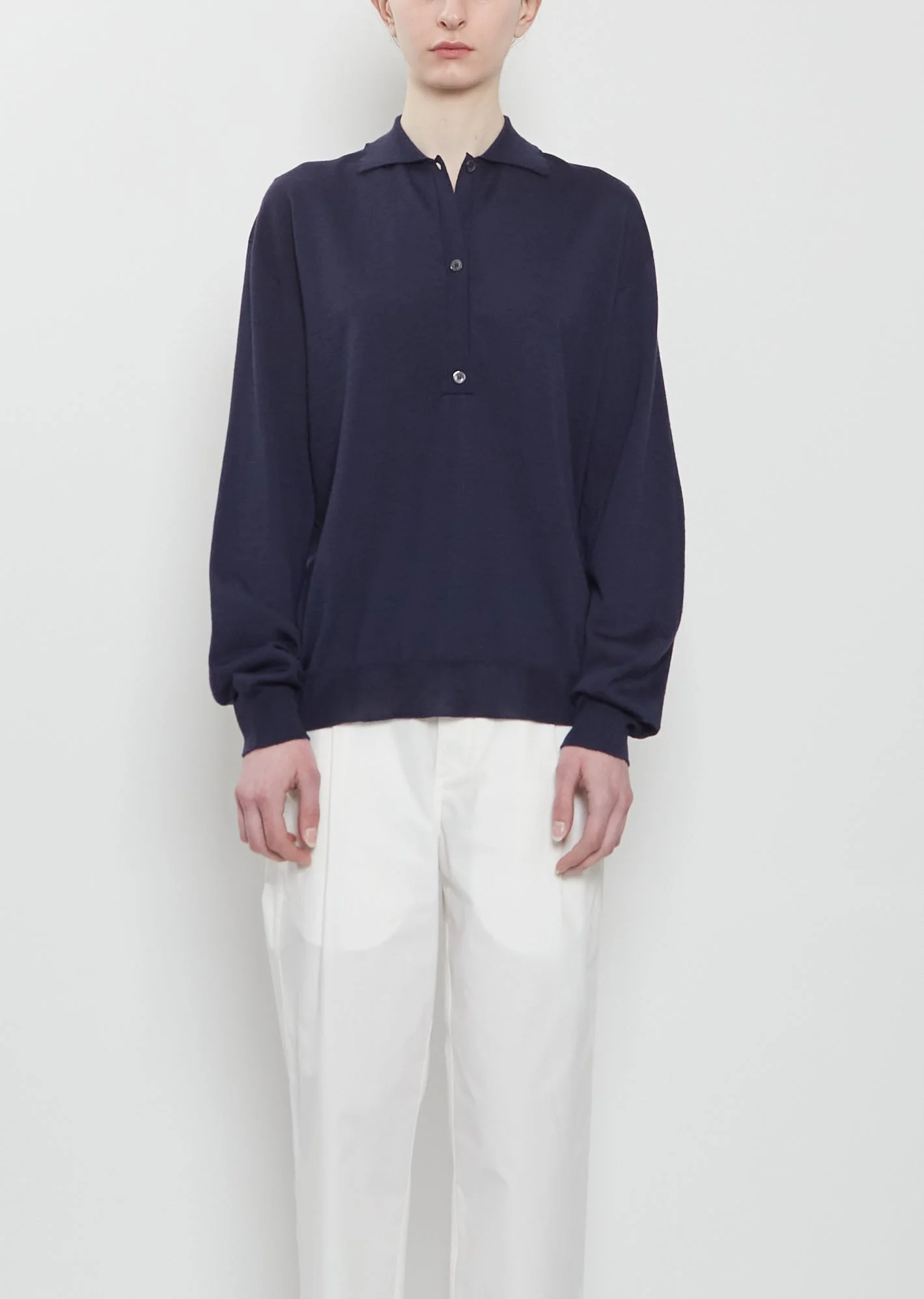 Morse Wool Polo Sweater — Midnight - 1