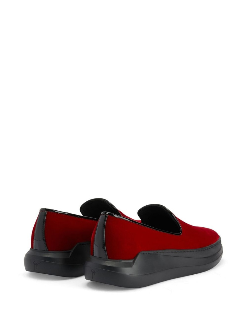 Conley logo-plaque velvet loafers 3