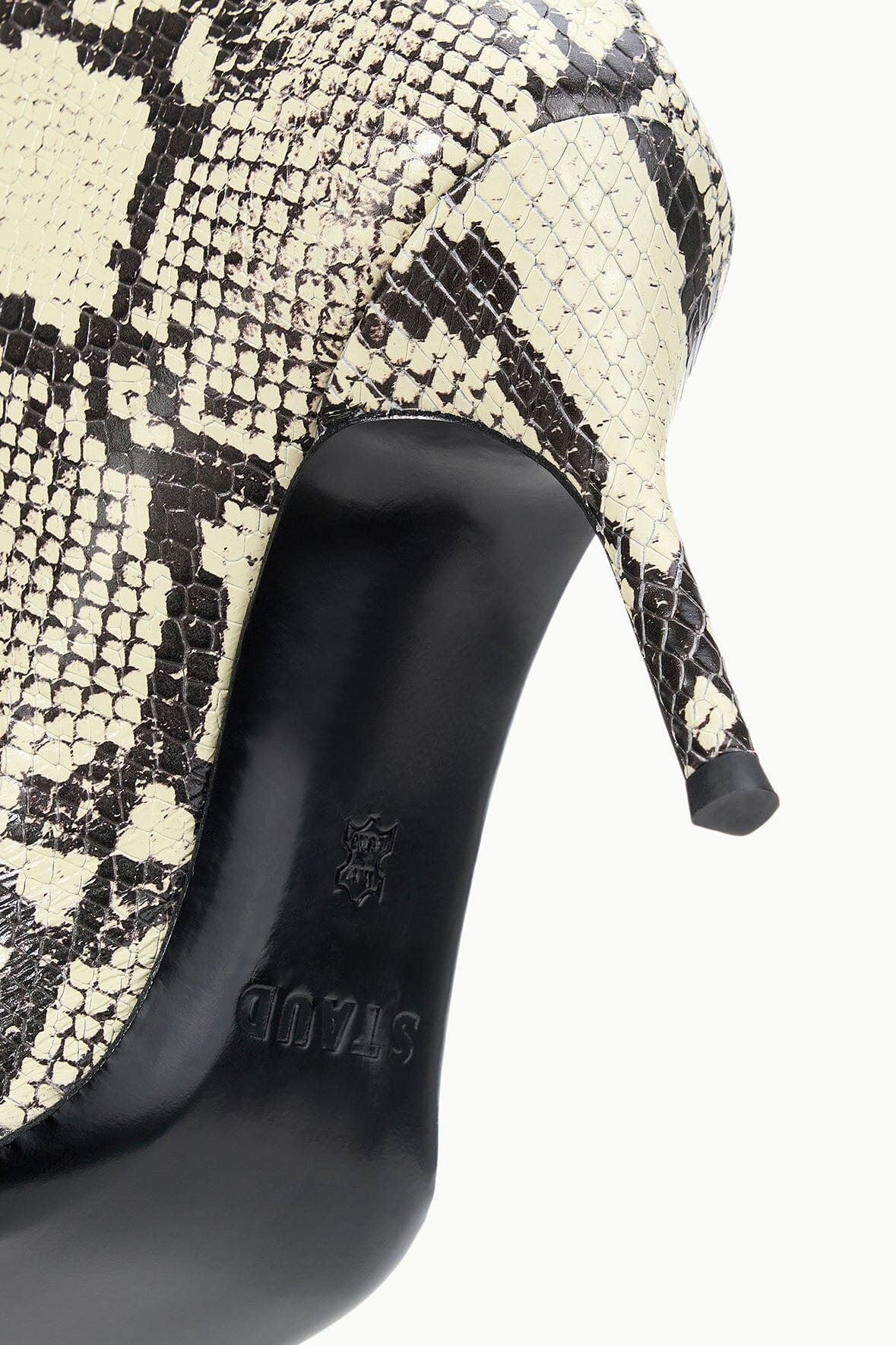 STAUD SEBASTIAN HIGH HEEL BOOT WHITE SNAKE - 10
