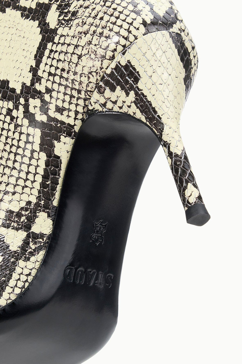 STAUD SEBASTIAN HIGH HEEL BOOT WHITE SNAKE 10