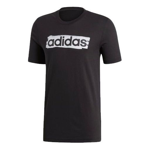 adidas E LIN BRUSH T Sports Round Neck Short Sleeve Black DV3046 - 1