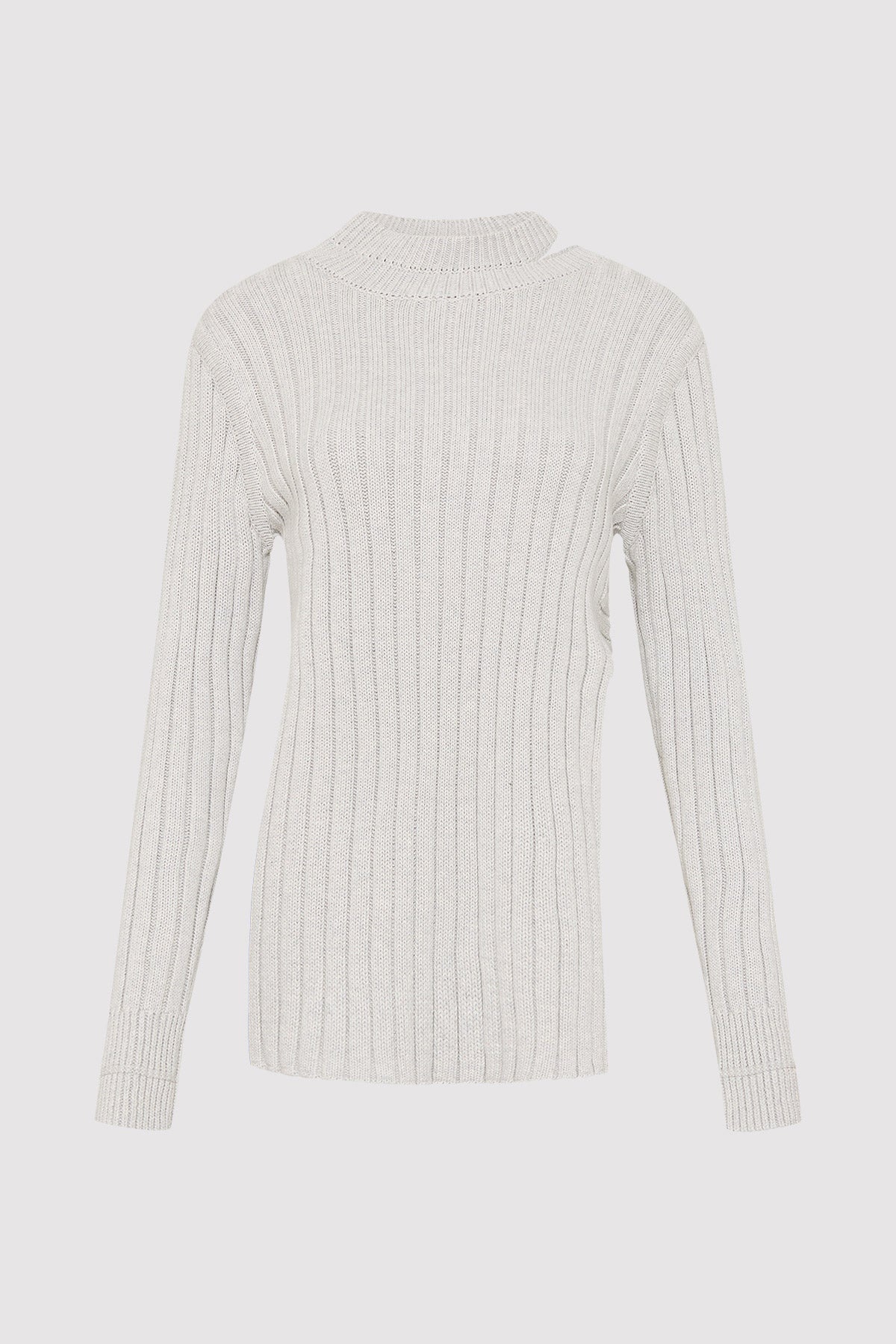 Deconstructed Rib Knit Jumper - Soft Grey - 4