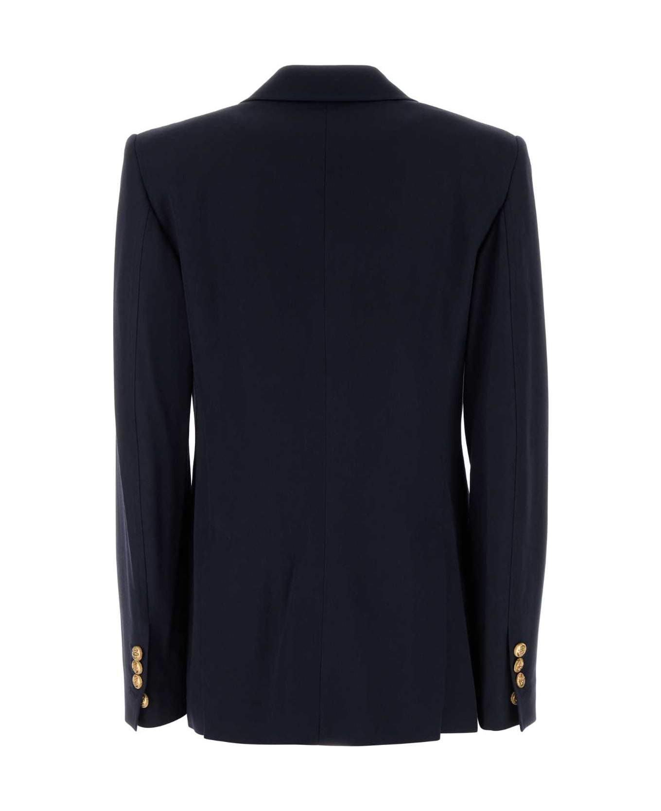Navy Blue Wool Blazer - 2