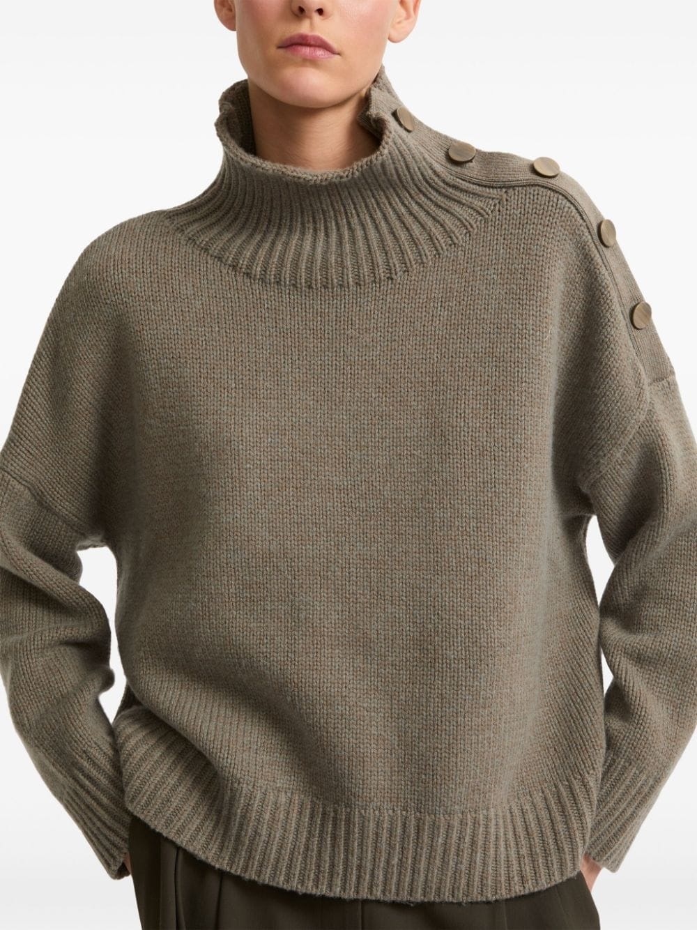 button-up shoulder jumper - 3