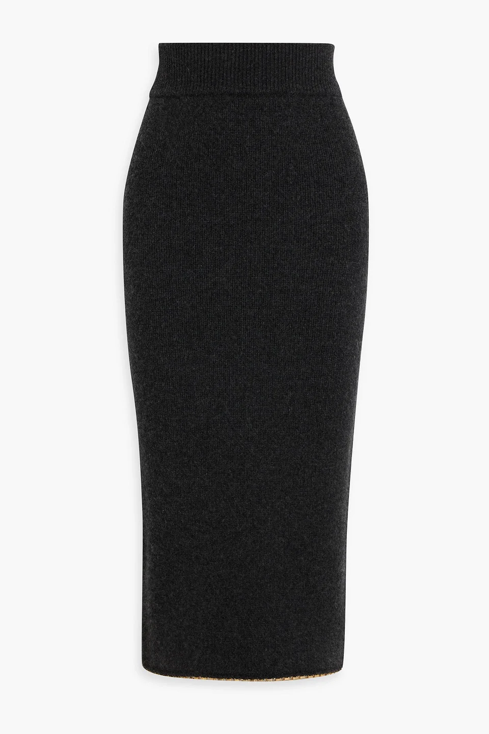 Chain-embellished wool-blend midi pencil skirt - 1