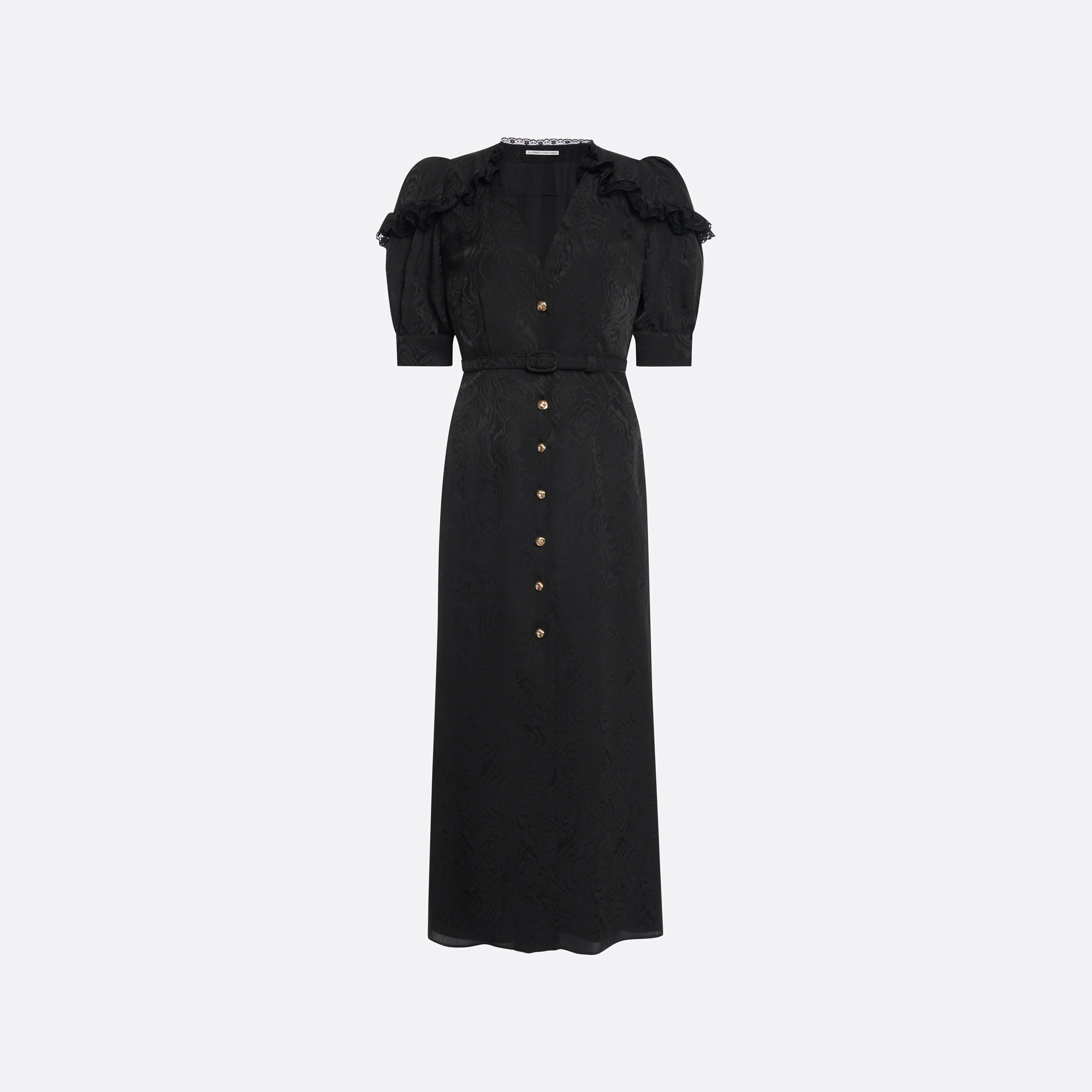 SILK JACQUARD MIDI DRESS WITH V-NECKLINE - 1