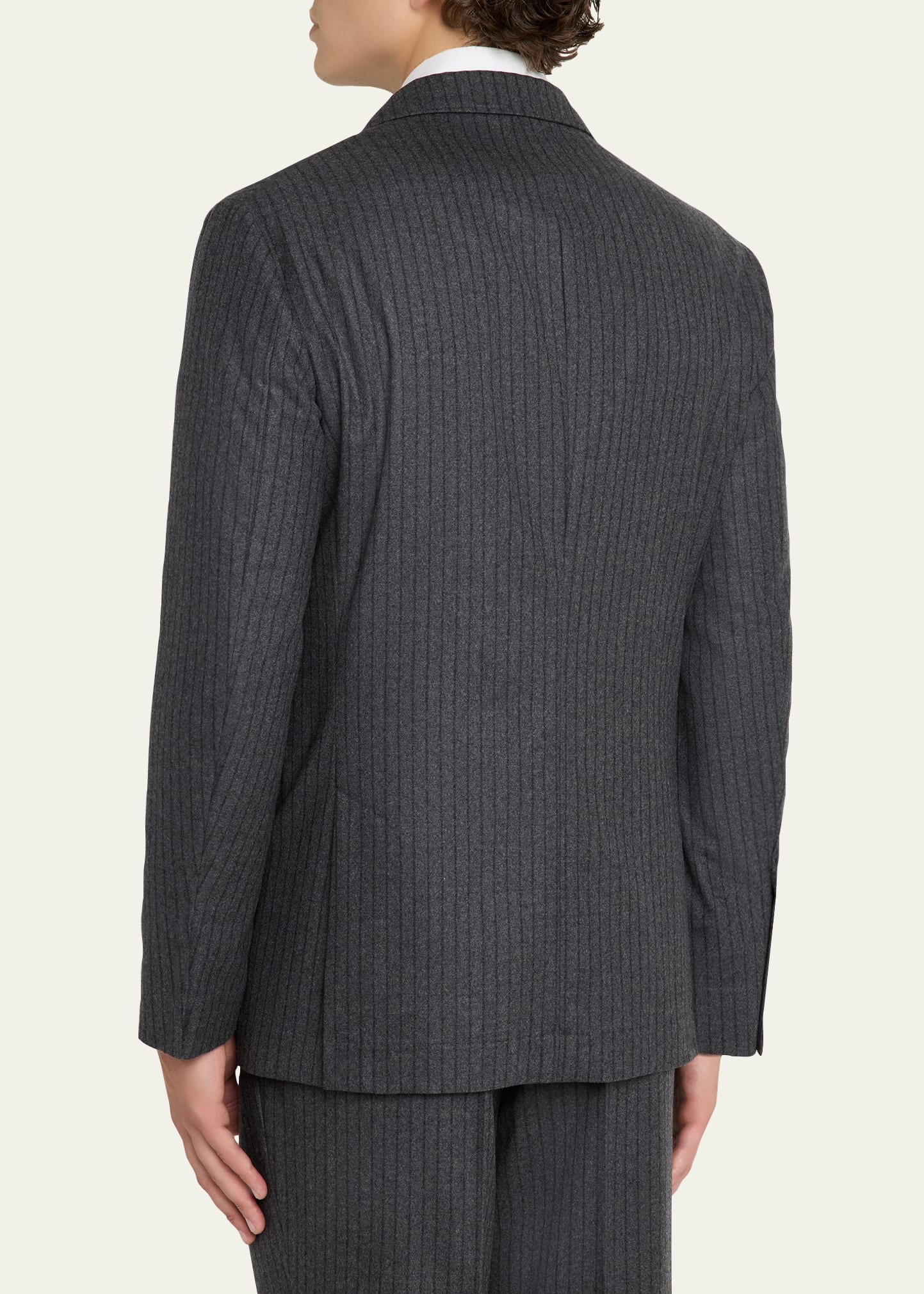 Men's Virgin Wool Chalk Stripe Notch Lapel Sport Coat - 7
