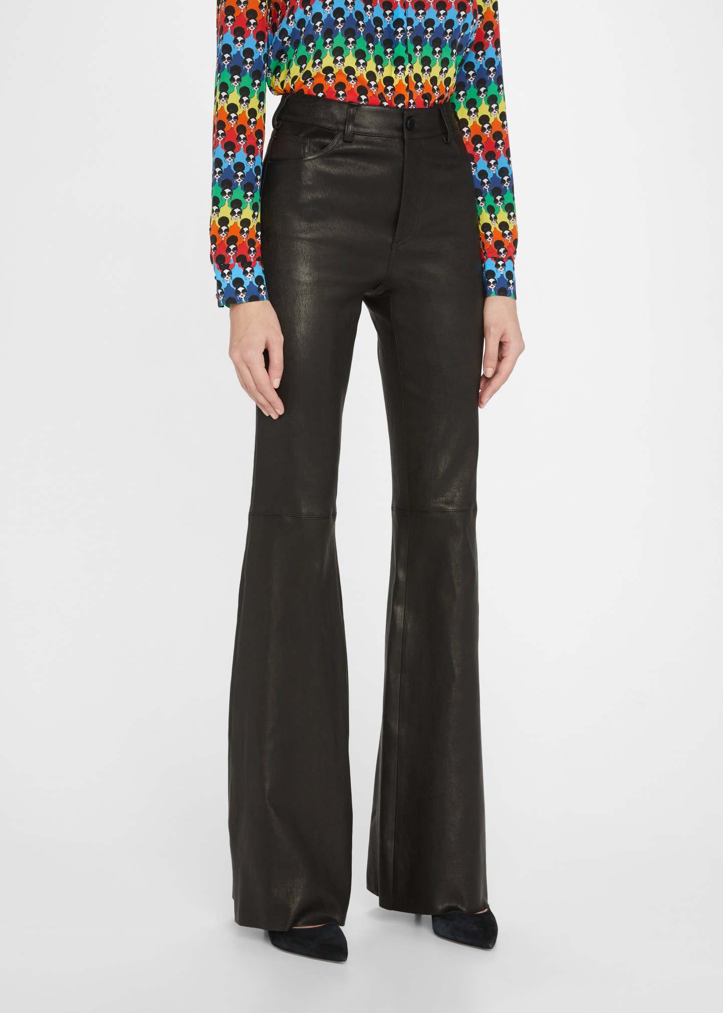 Brent High-Waist Leather Bell Pants - 4