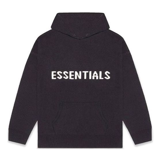 ESSENTIALS Fear of God Essentials FW20 Knit Logo Hoodie 'Black' FOG ...