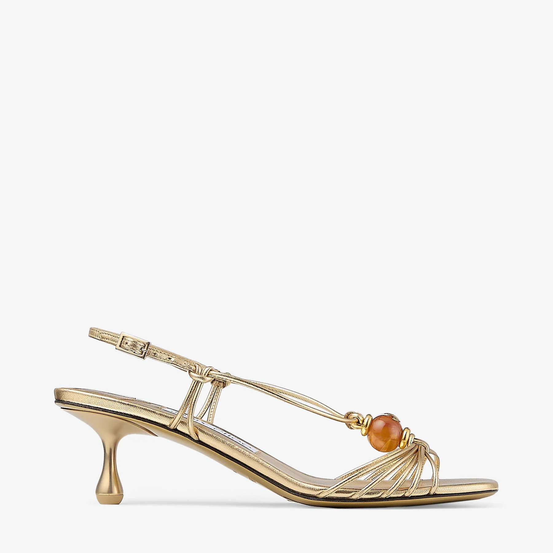 Lova 50 Gold Metallic Nappa Leather Sandals with Beads - 1