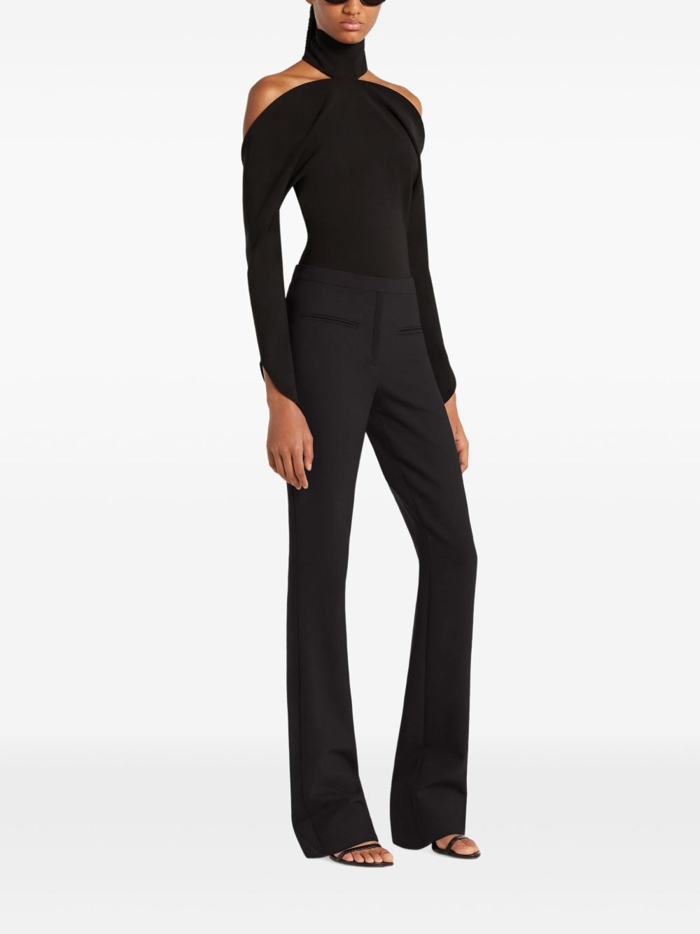 high-neck cold-shoulder top - 2