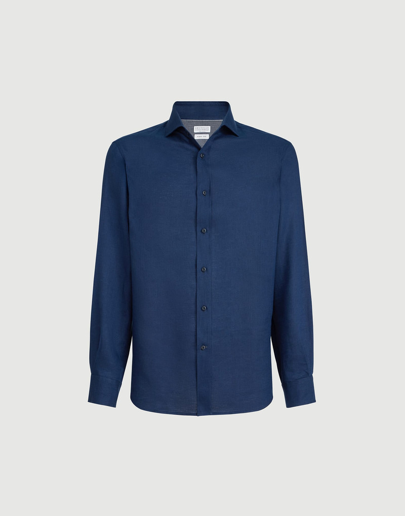 Linen easy fit shirt with spread collar 1