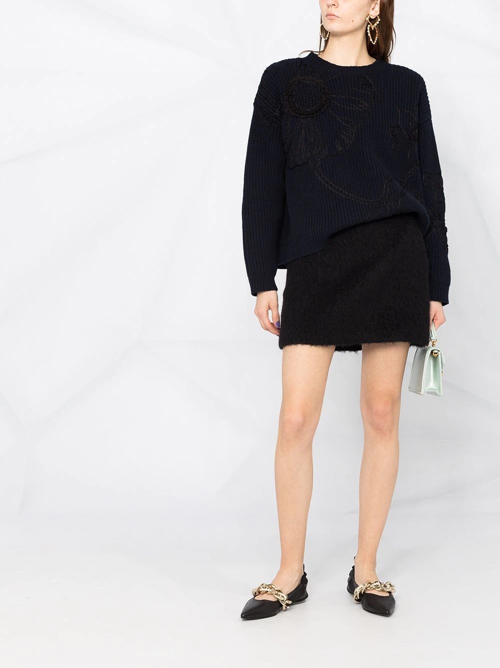 floral-embroidered knitted jumper - 2