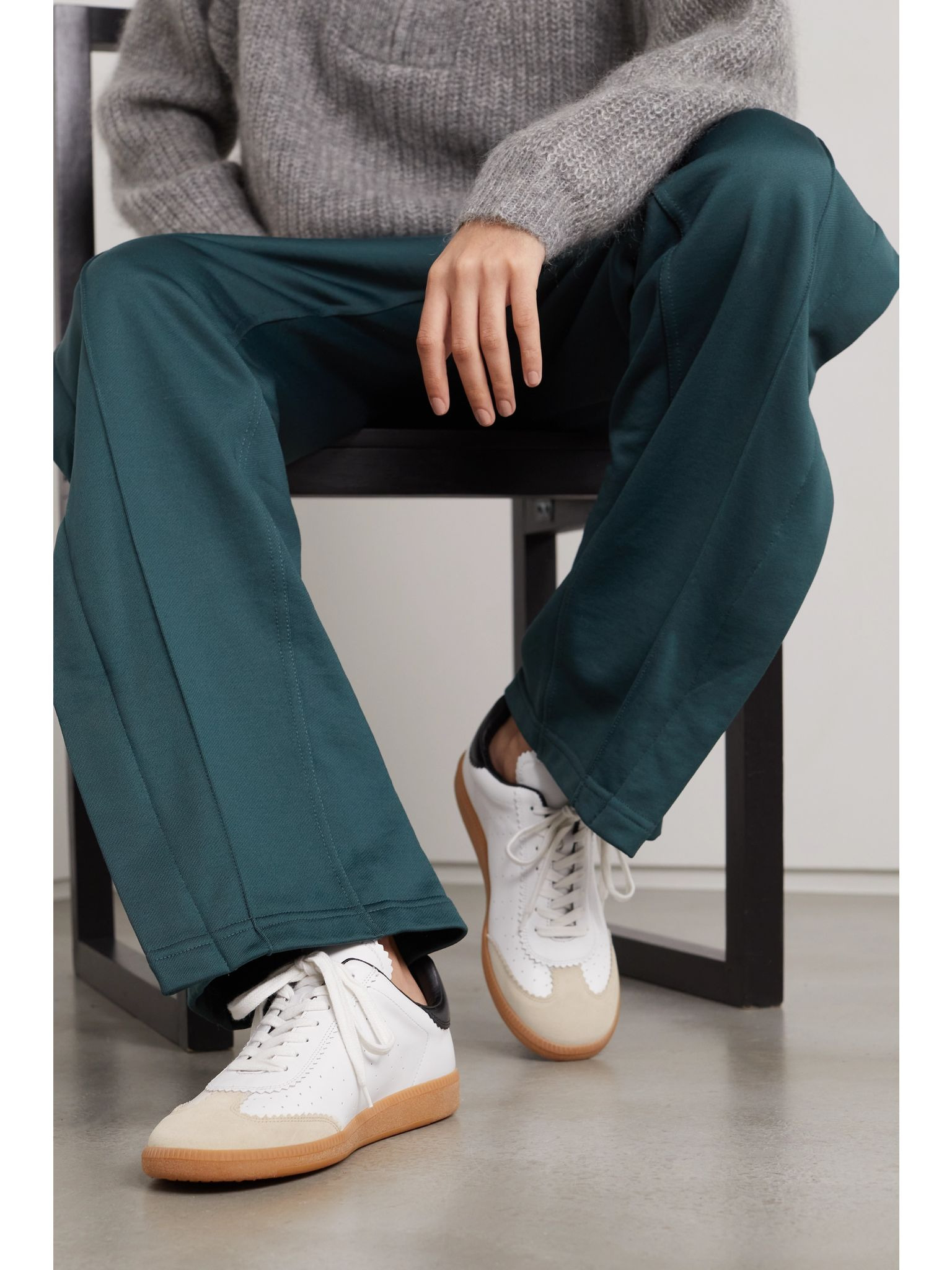 Bryce suede-trimmed perforated leather sneakers White - 2