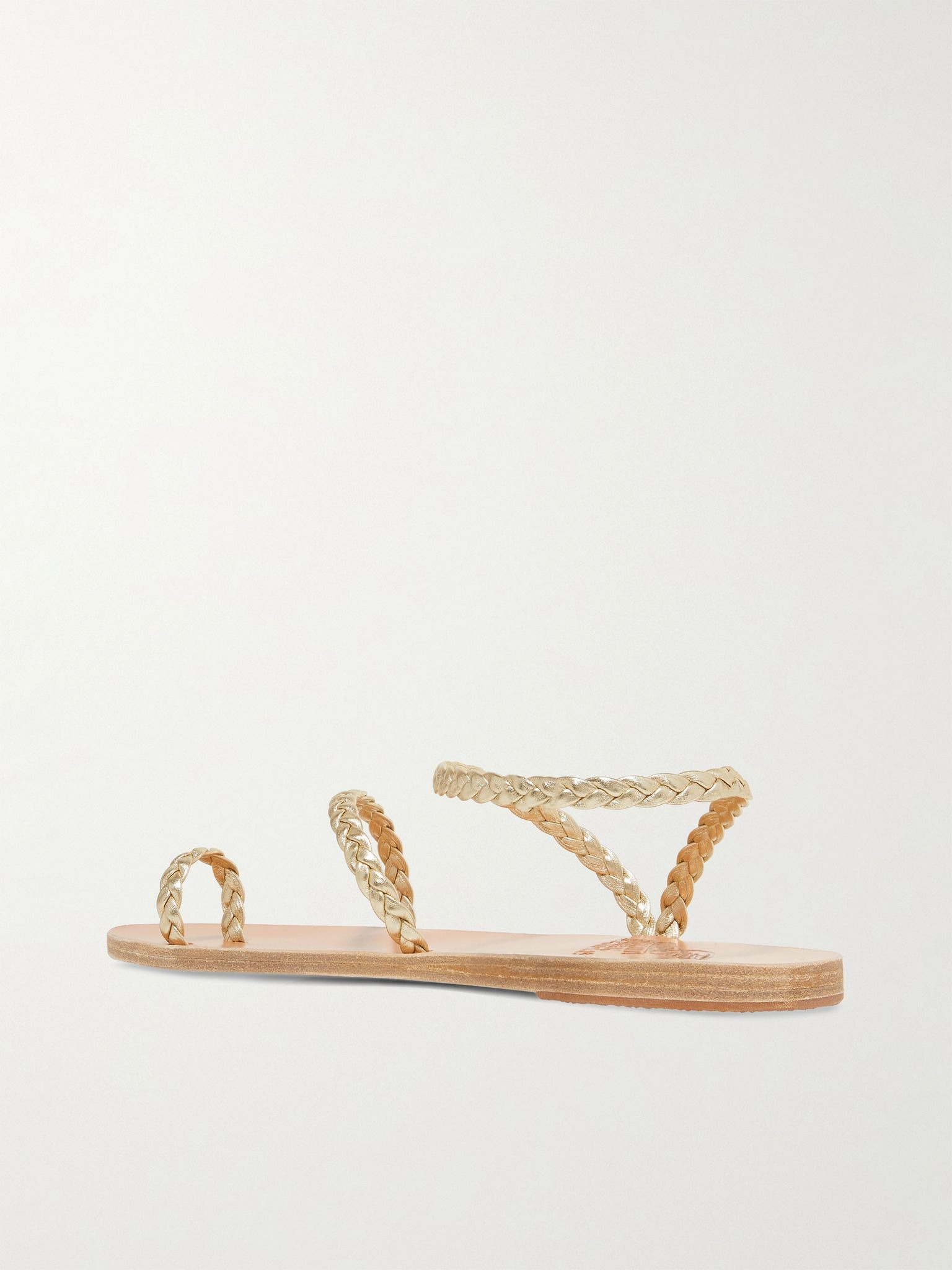 Eleftheria braided metallic leather sandals Gold - 3