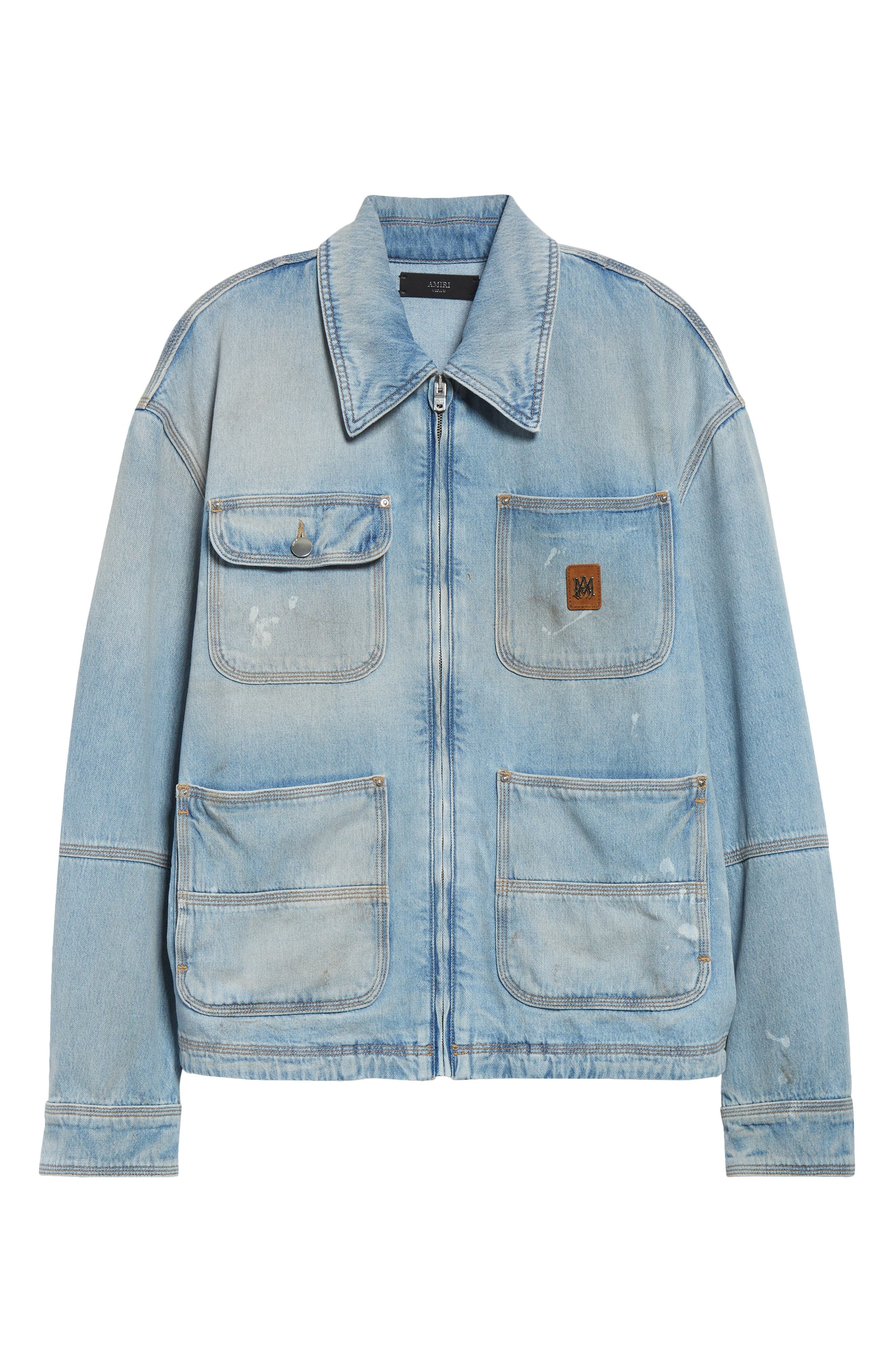 AMIRI Lightweight Denim Work Jacket in Perfect Antique Indigo at Nordstrom - 7