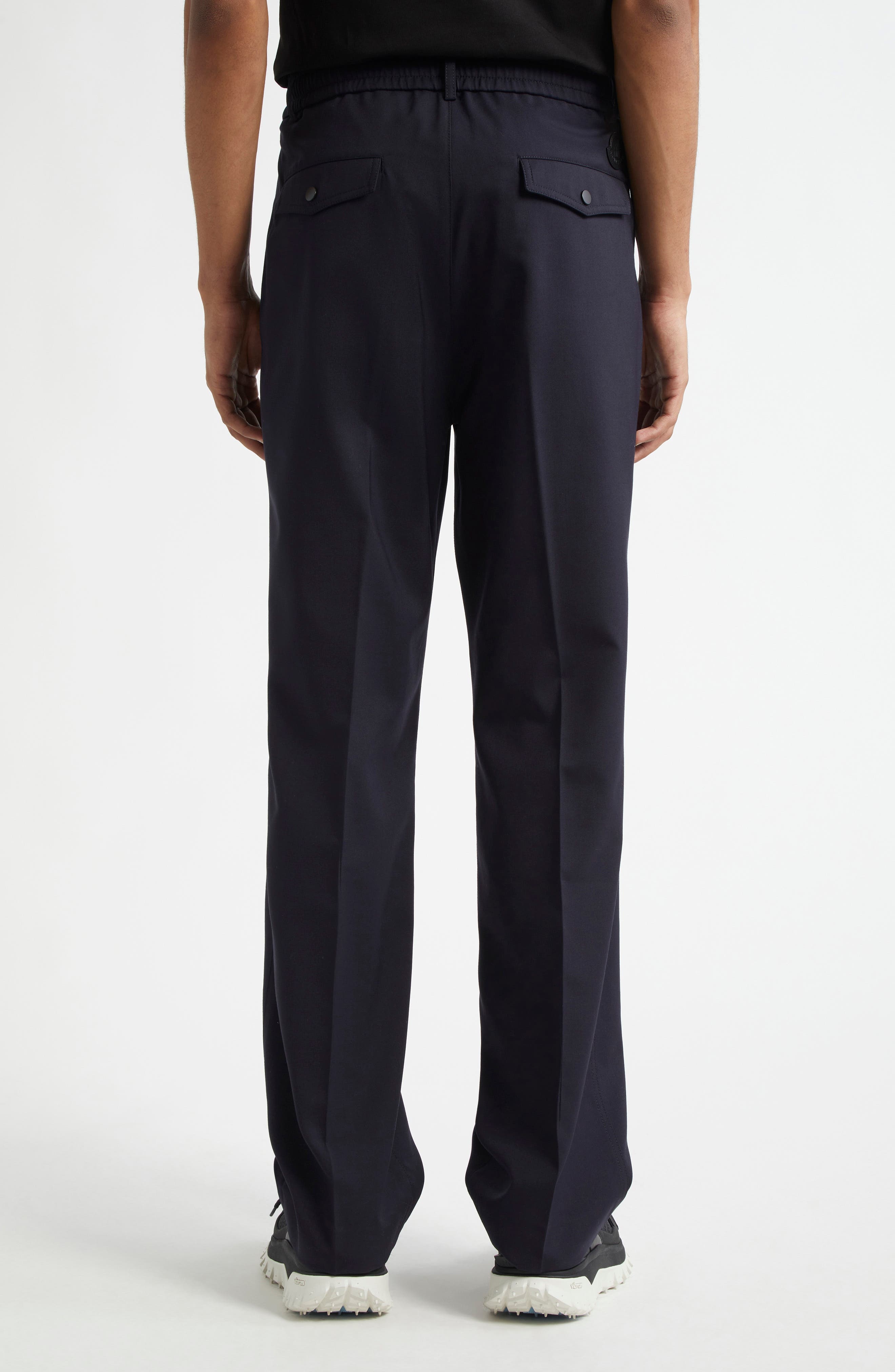 Moncler Wool Blend Gabardine Pants in Deep Indigo at Nordstrom - 3