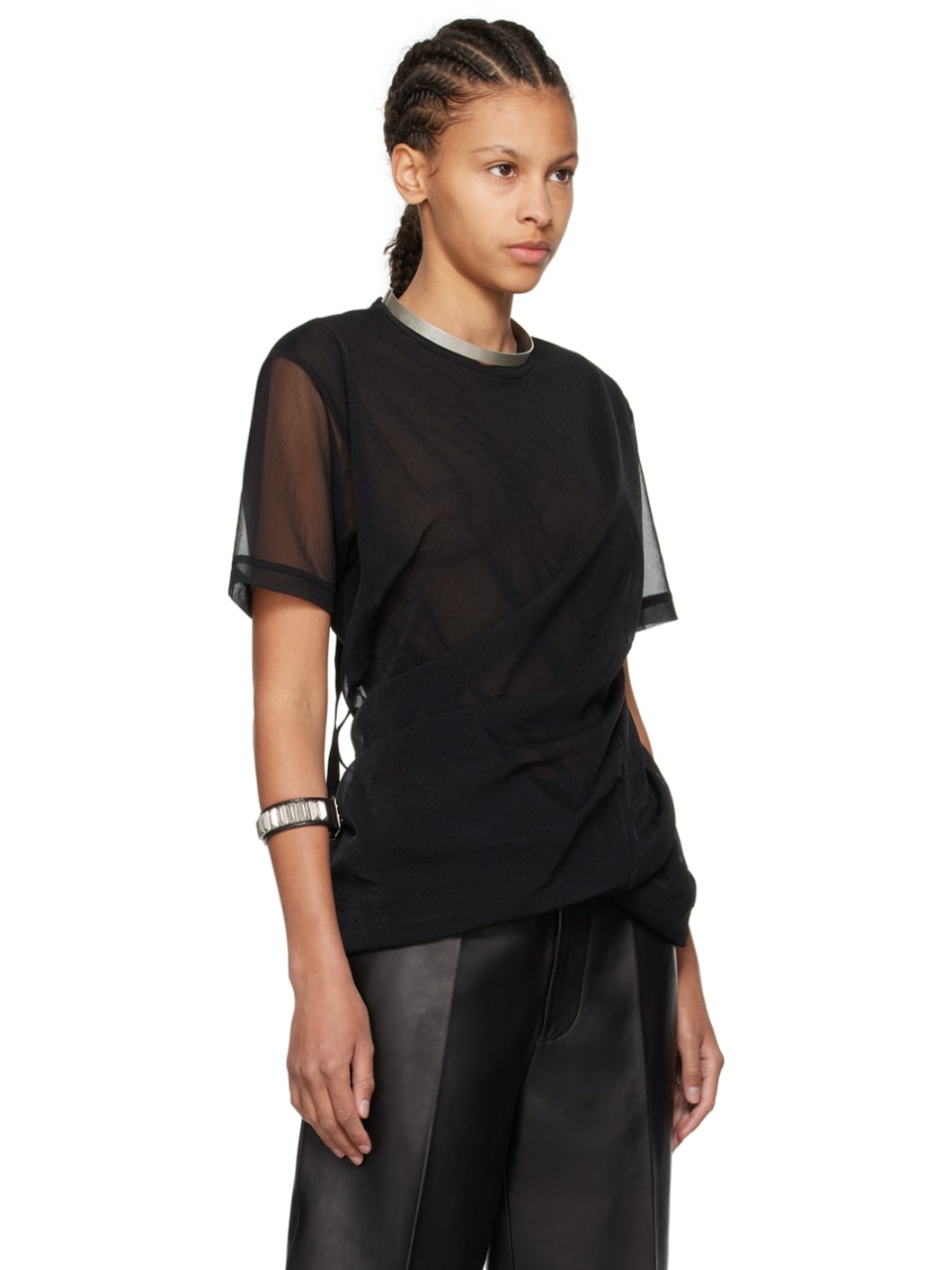 Black Draped T-Shirt - 2