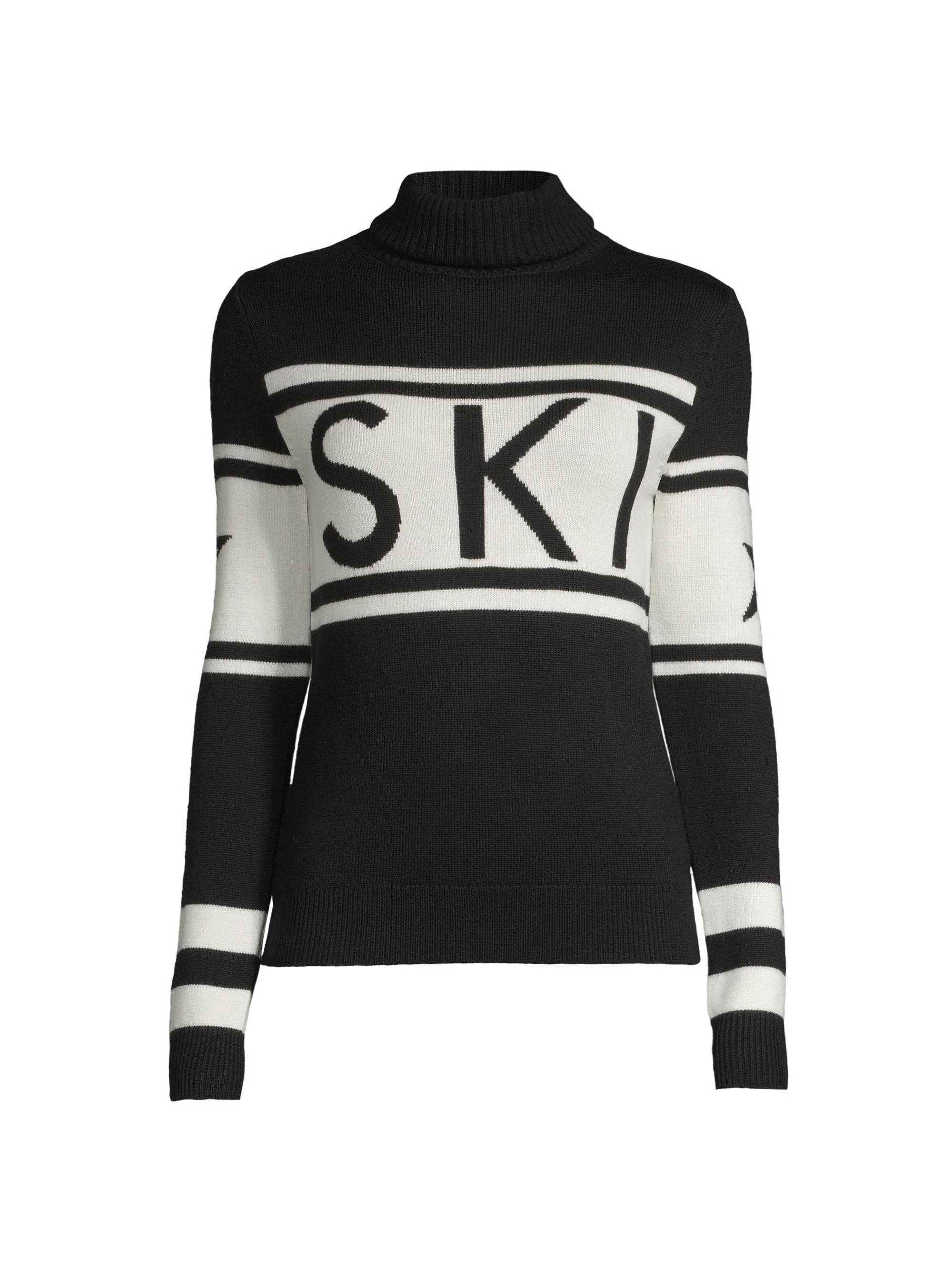 Women's "Ski" Wool Turtleneck Sweater - Black - 1