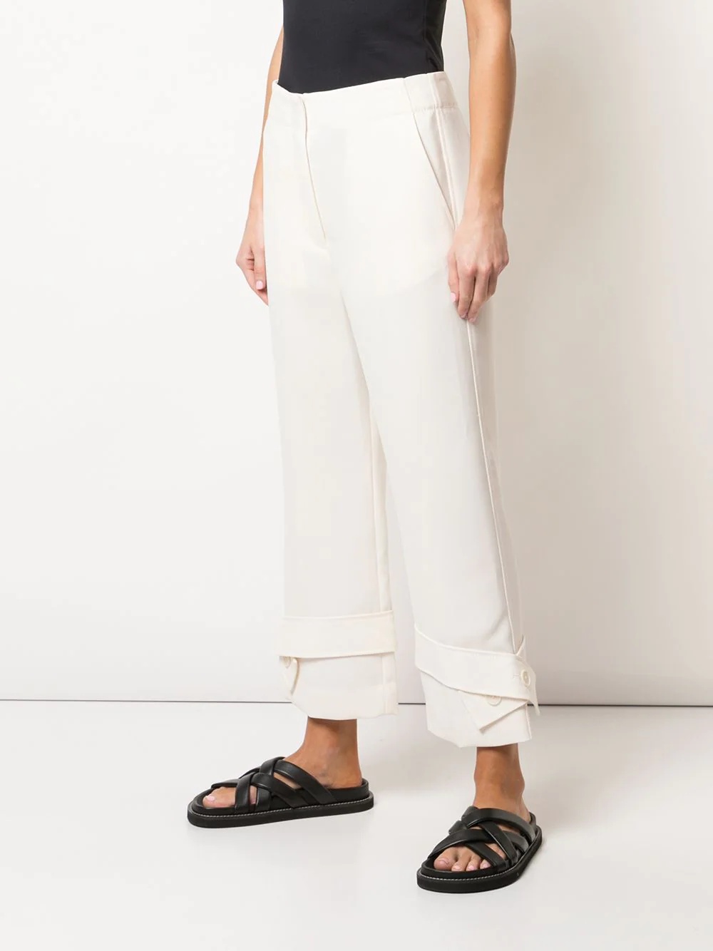 belted-cuff cropped trousers - 3