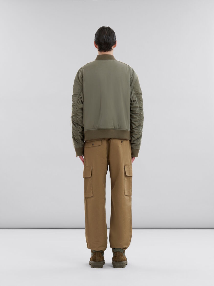 BEIGE TWILL BOMBER JACKET WITH CONTRAST BACK - 3
