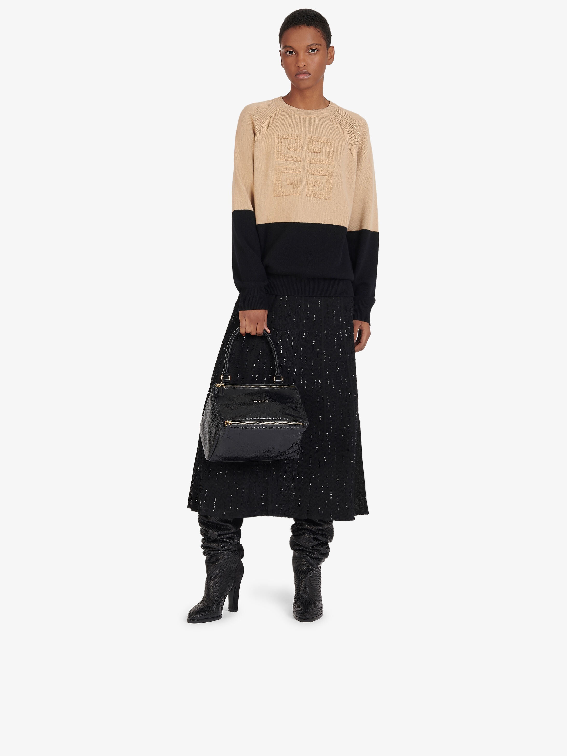 Two tone sweater in cashmere with 4G emblem - 3