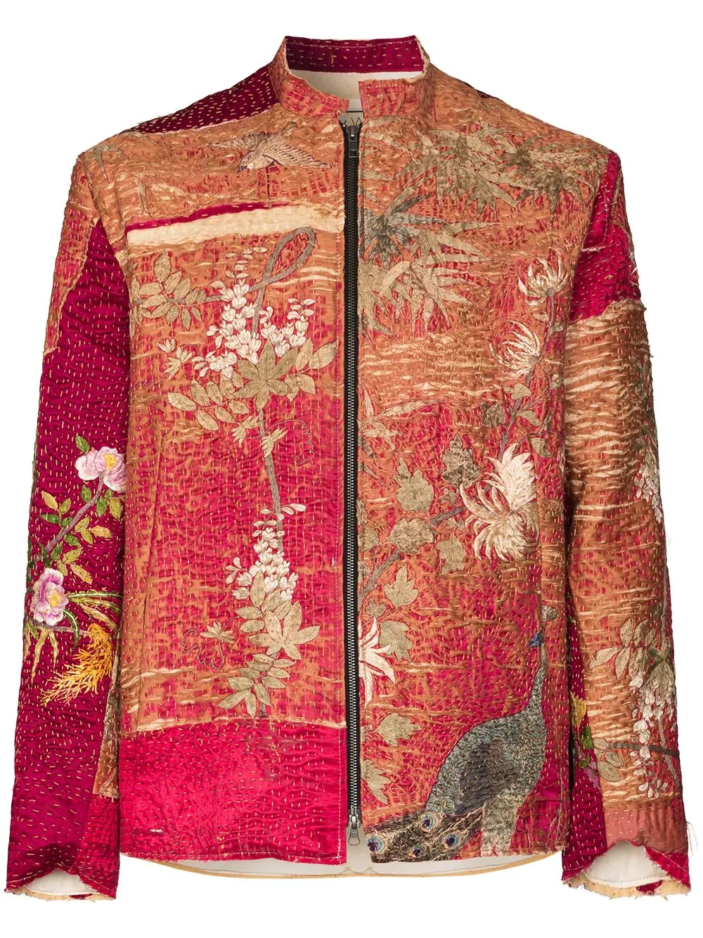 Silk Embroidered Print Jacket - 1