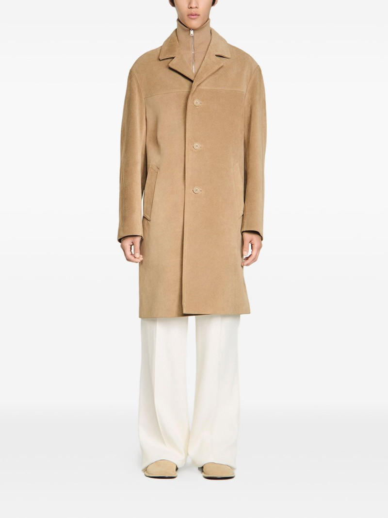 Sandro belted leather coat outlook