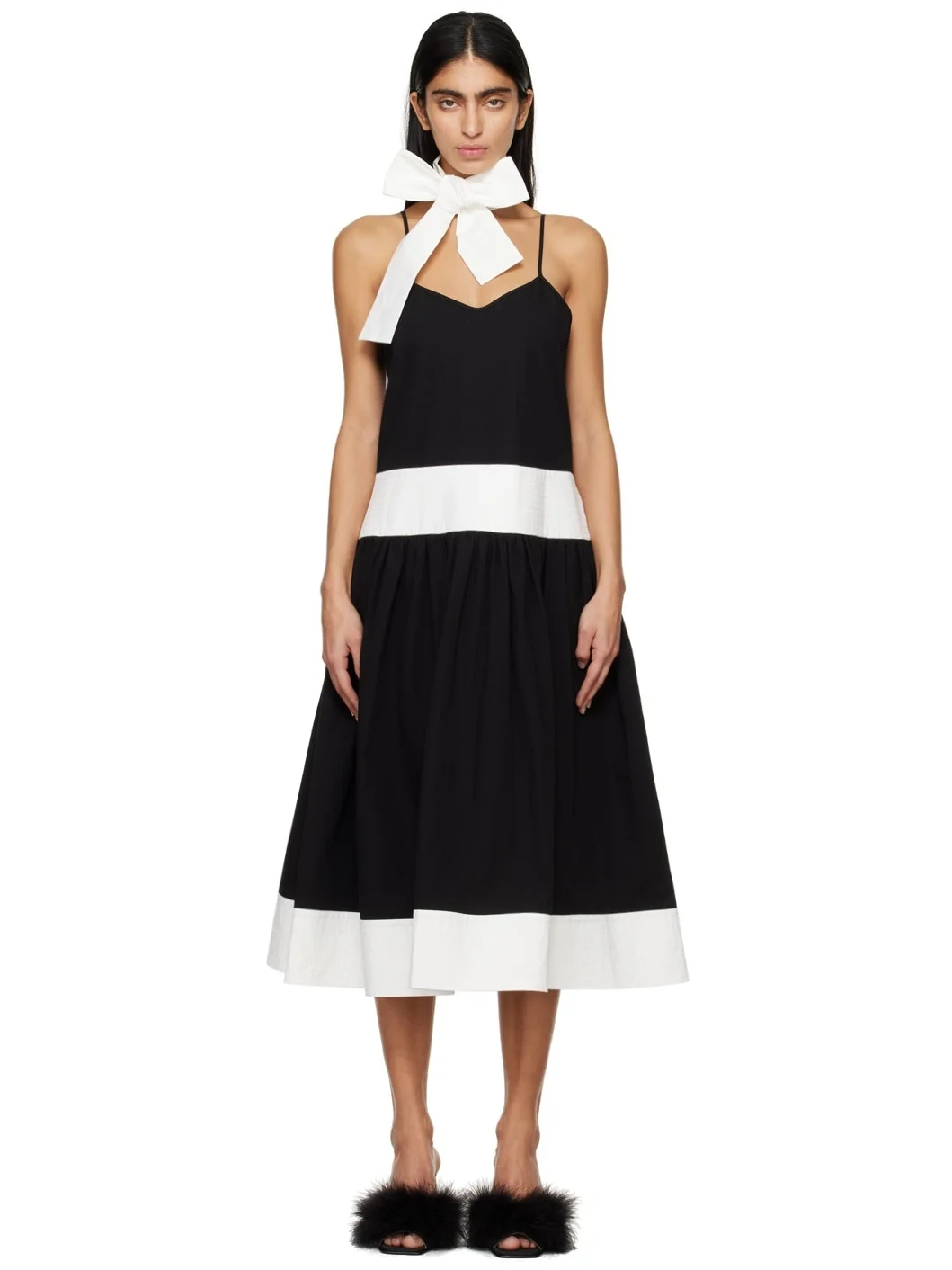 Black Bicolor Midi Dress - 1