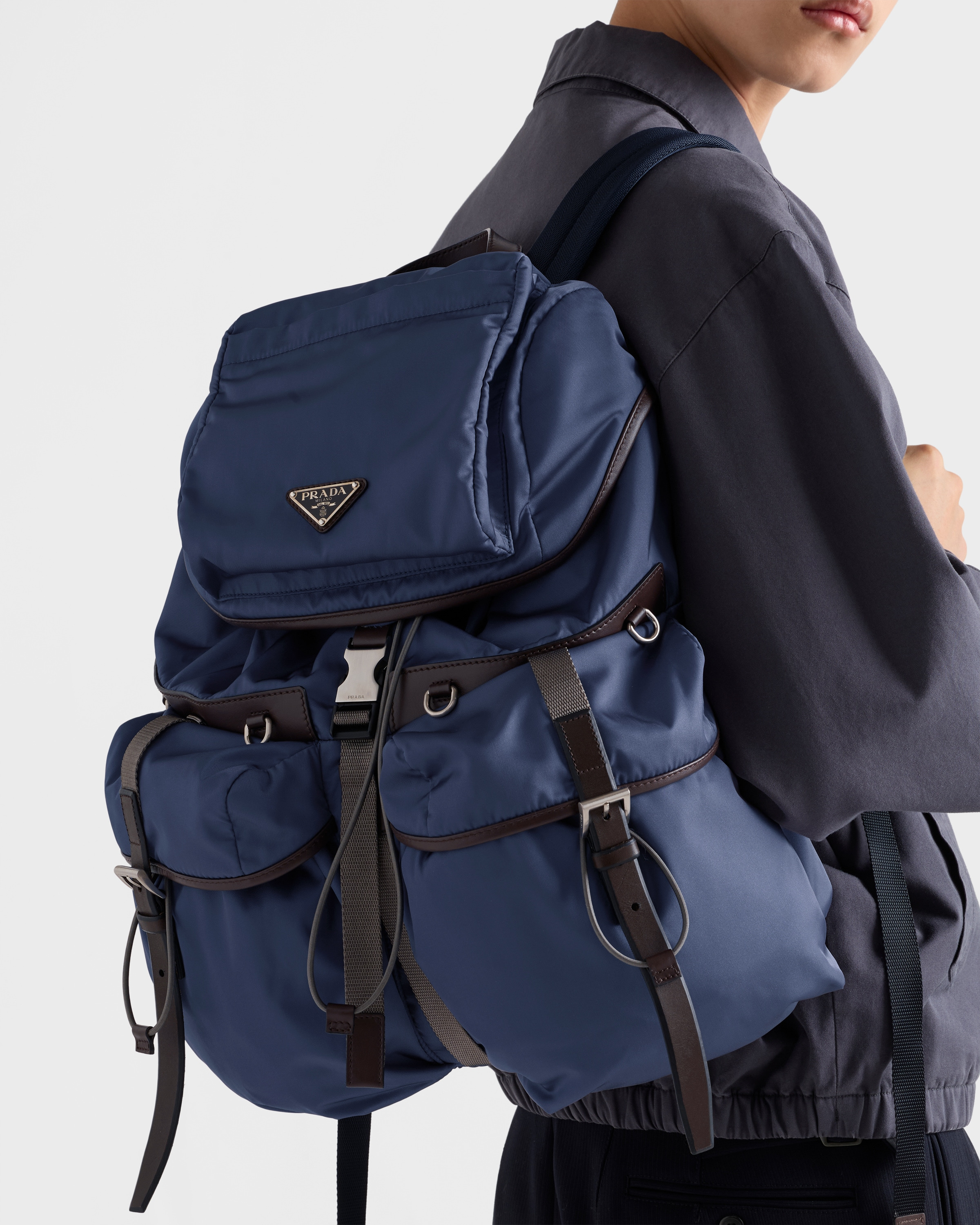 Re-Nylon and leather backpack - 2