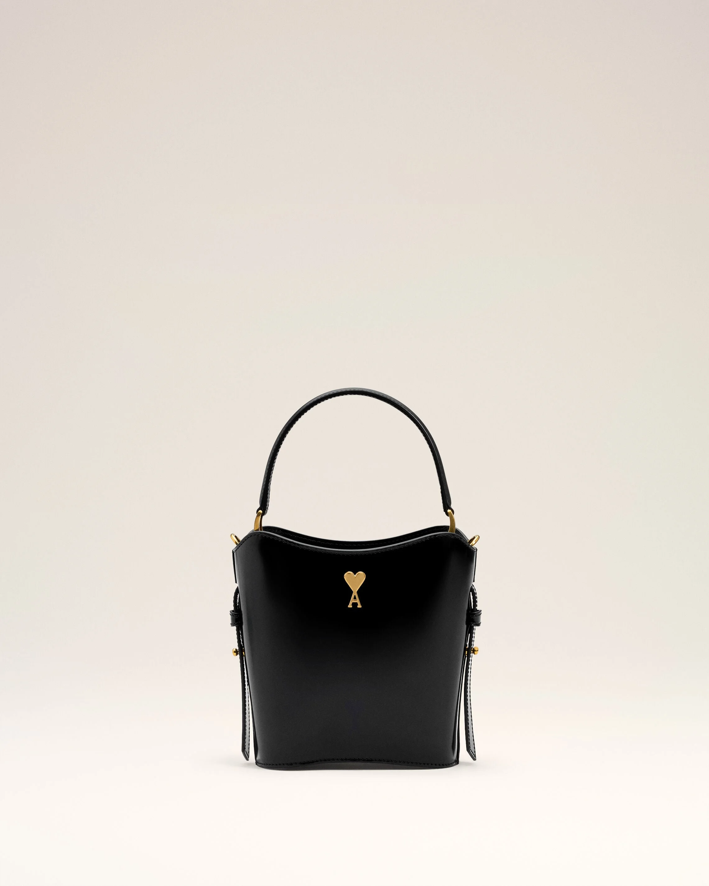 BLACK LEATHER MINI PARIS PARIS BUCKET BAG - 1