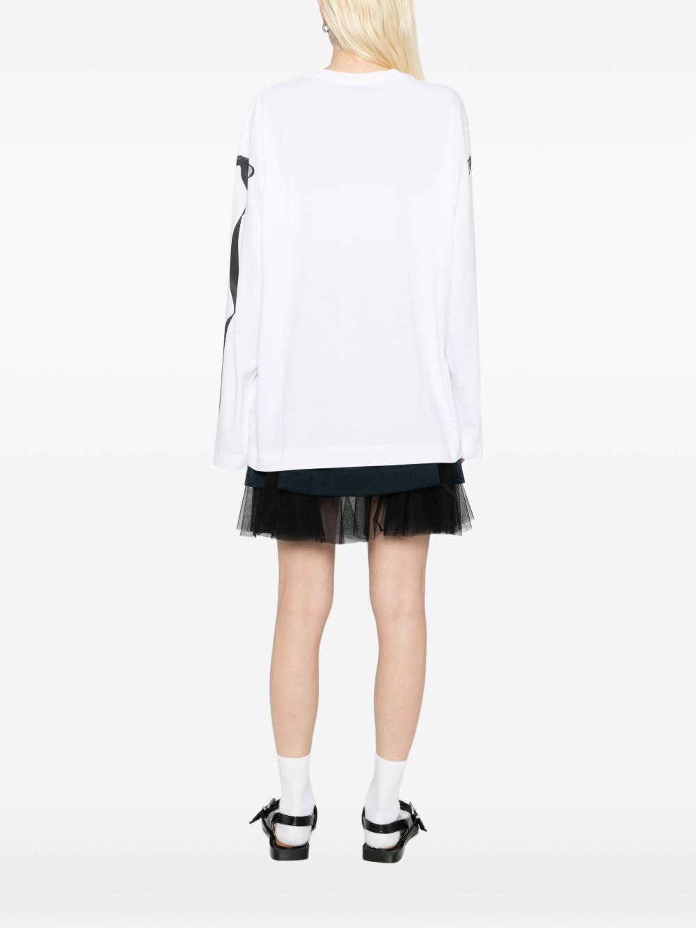 ribbon-printed T-shirt - 4