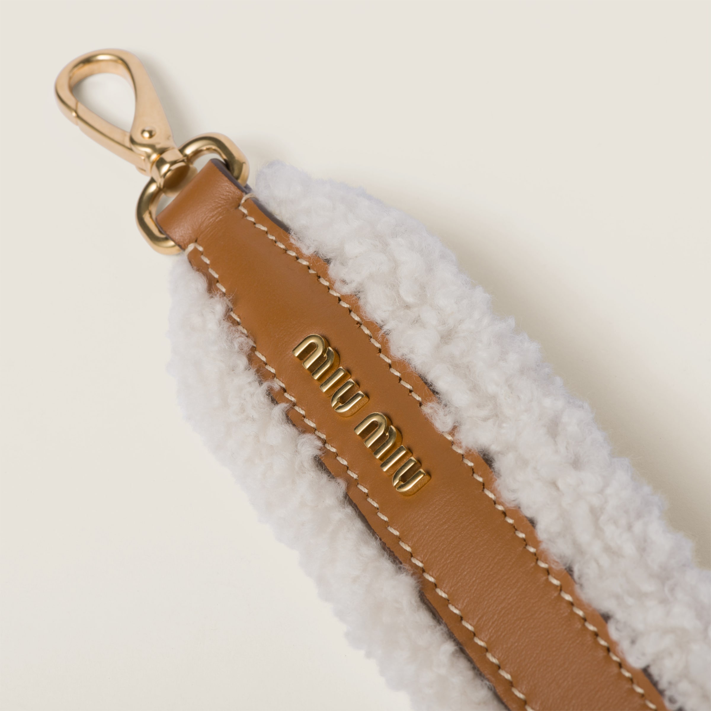 Shearling and leather shoulder strap - 2