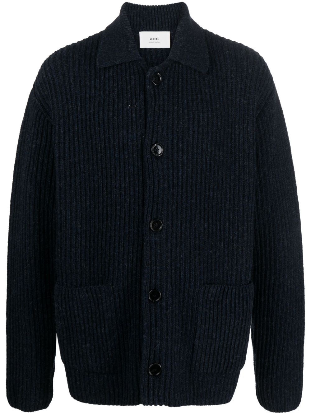 ribbed-knit wool cardigan - 1