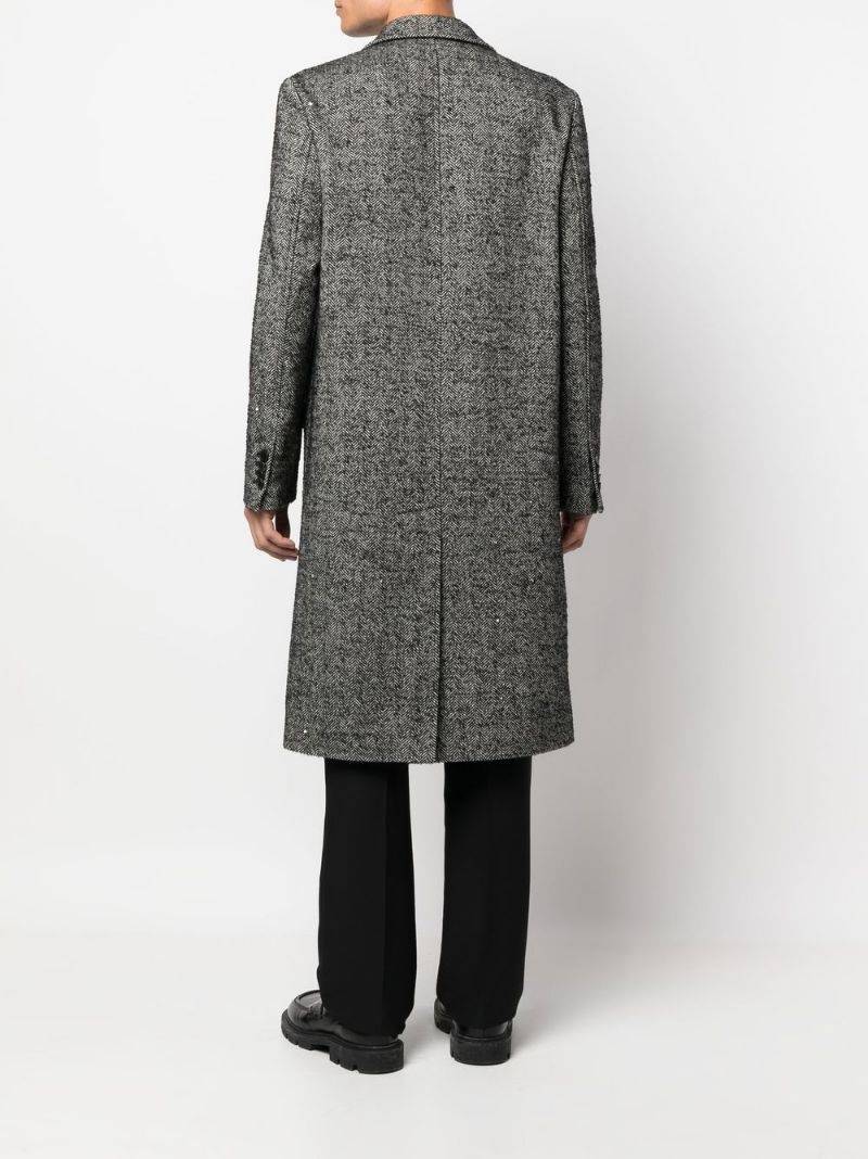 herringbone single-breasted coat 4