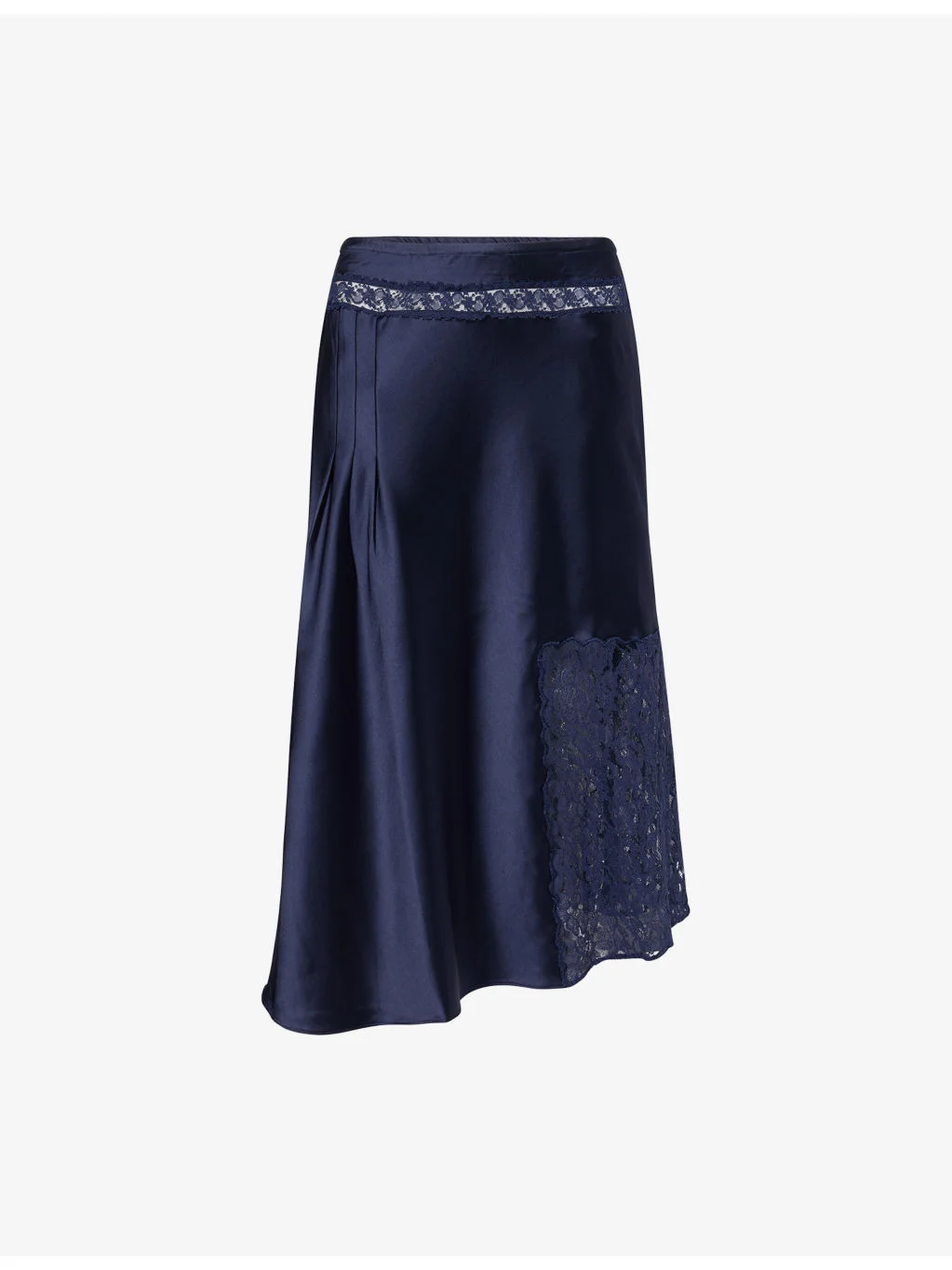 Elea Lace-Trim Satin Midi Skirt - 1