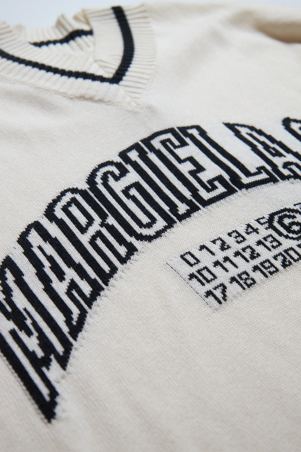 MM6 Maison Margiela V-Neck Logo Varsity Sweater - 3